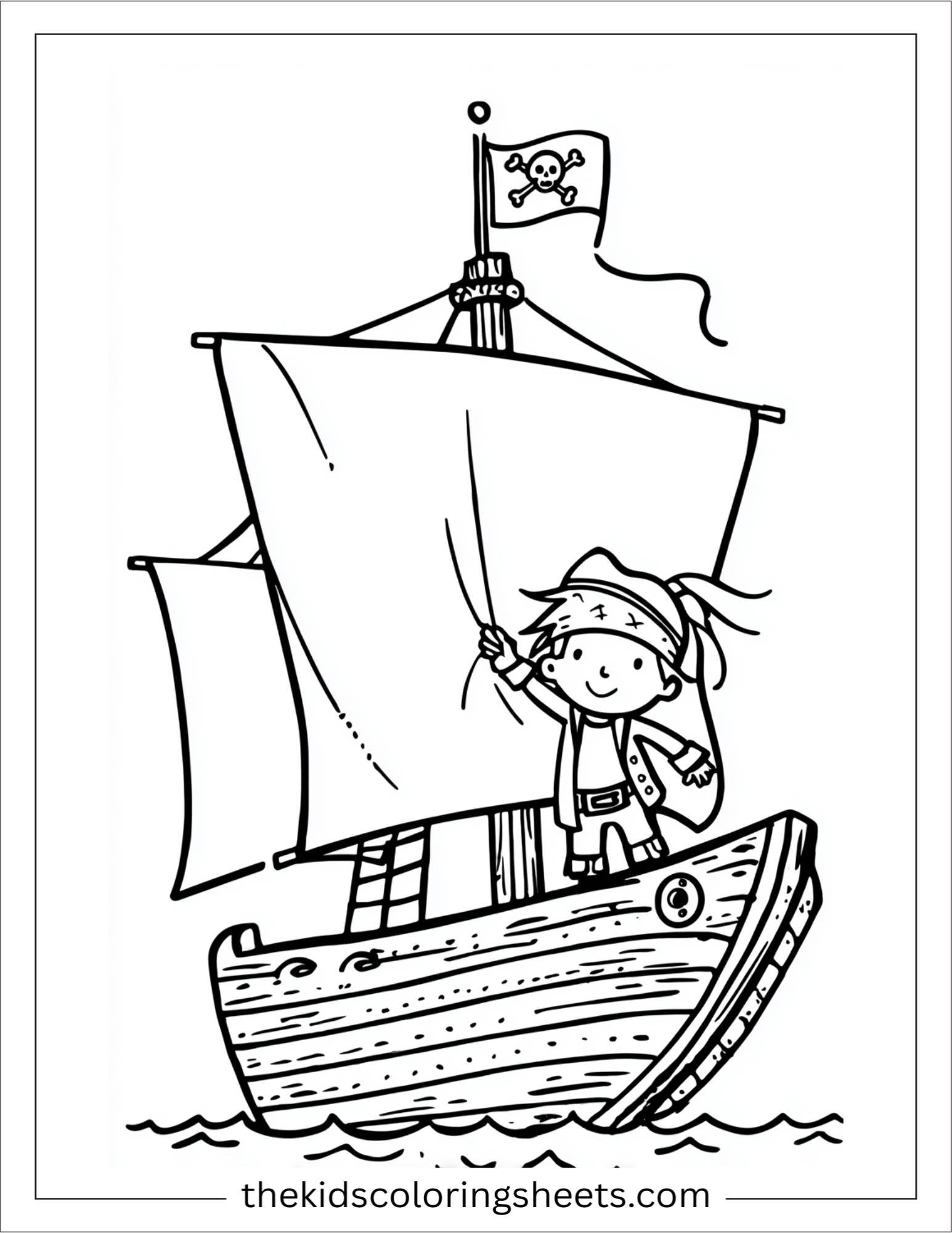 Pirate fixing a sail