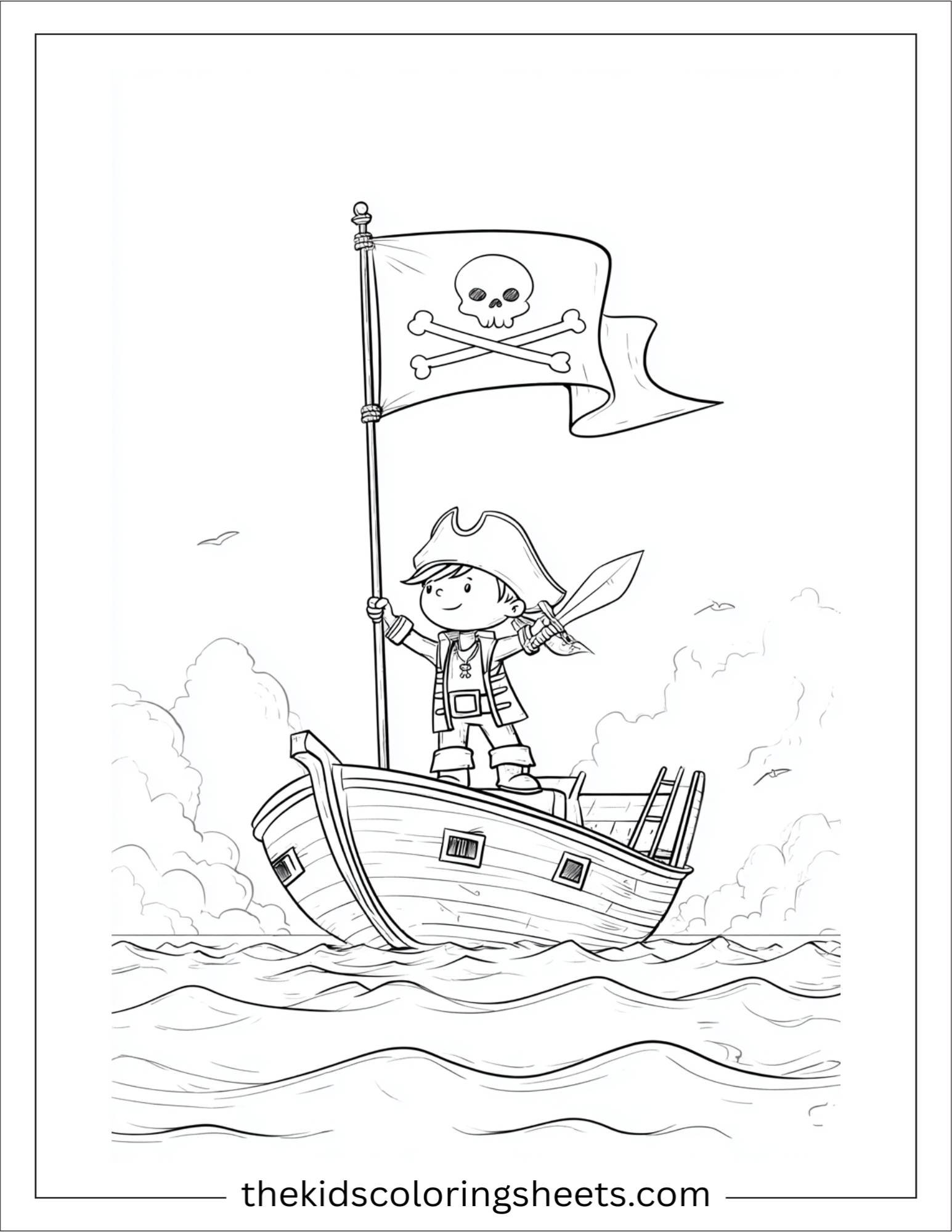 pirate raising a flag