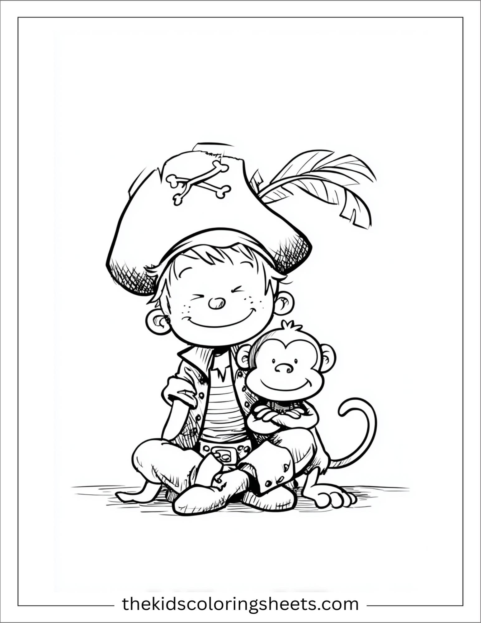 Pirate resting with a monkey