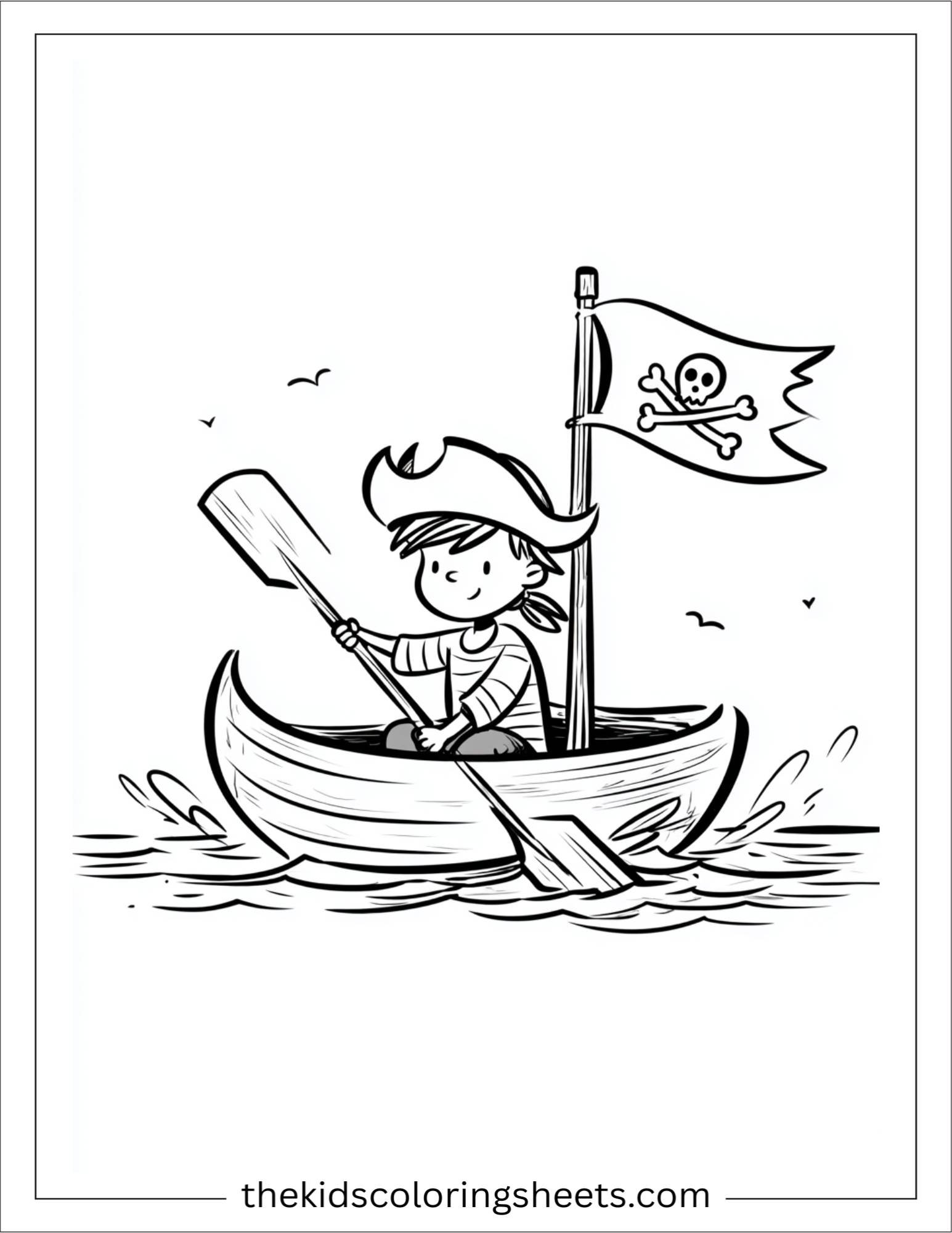 Pirate rowing a boat