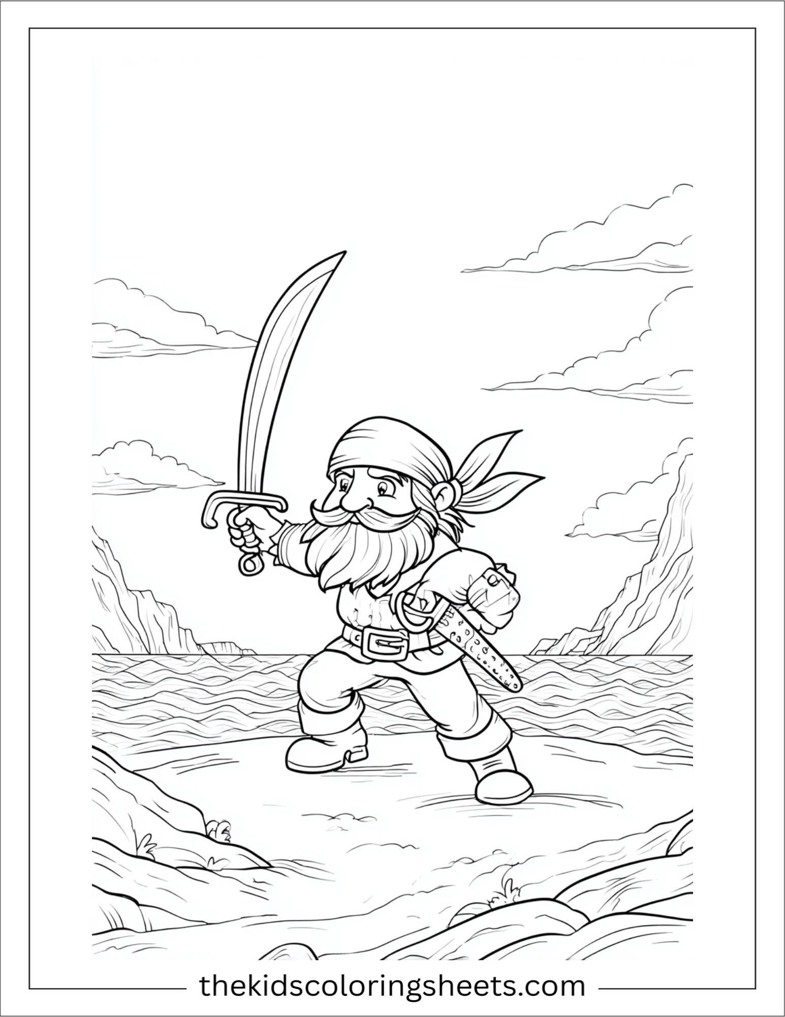 Pirate swinging a sword