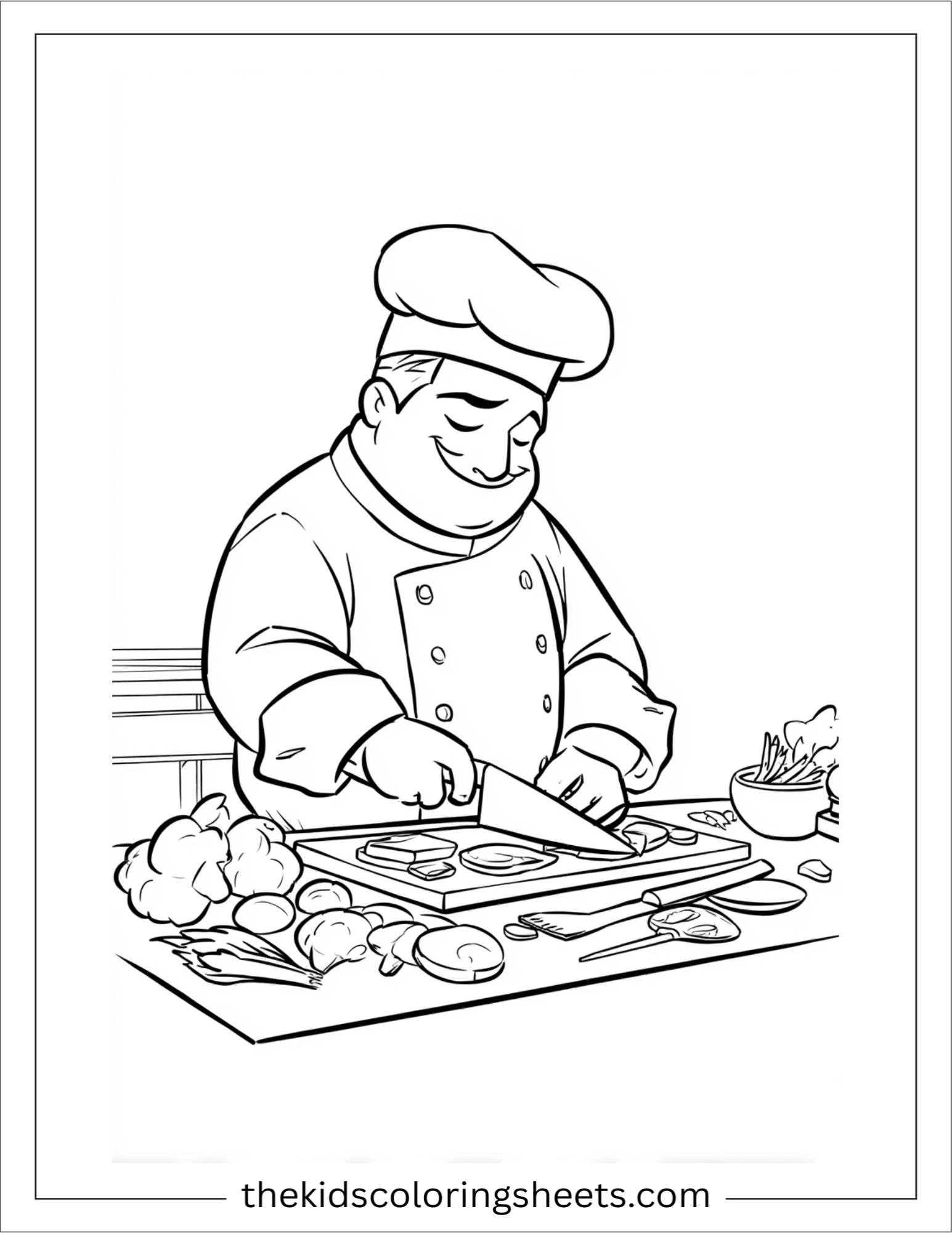 Playful chef chopping vegetables