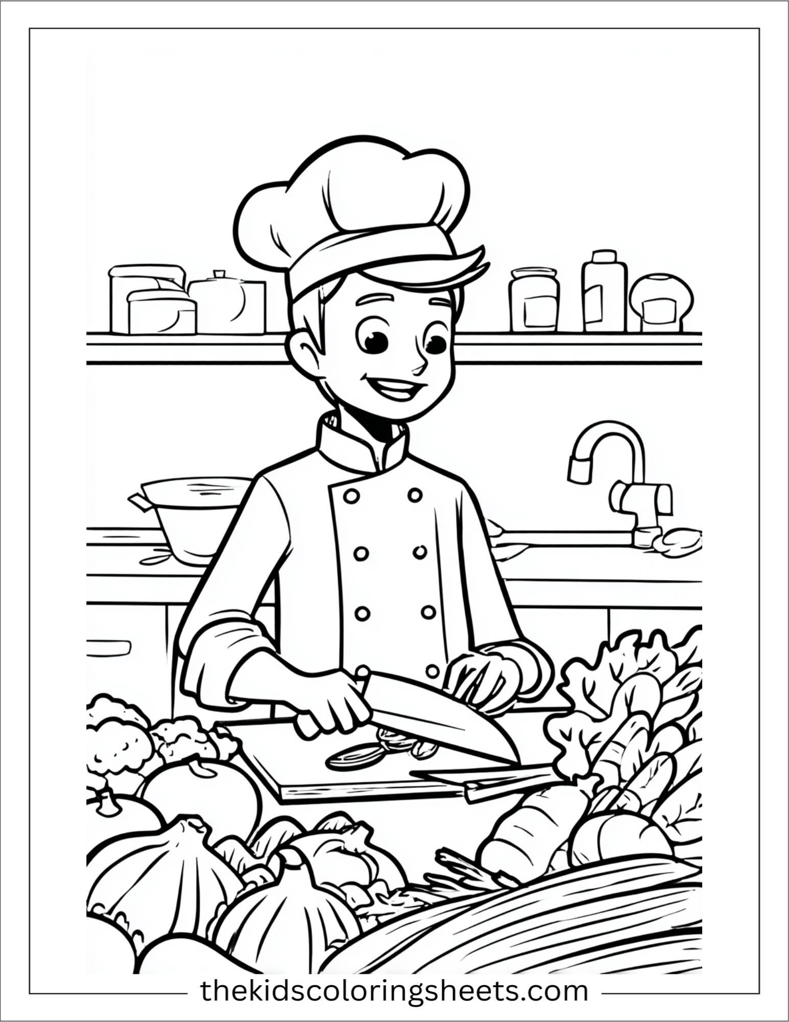 Proud chef chopping vegetables