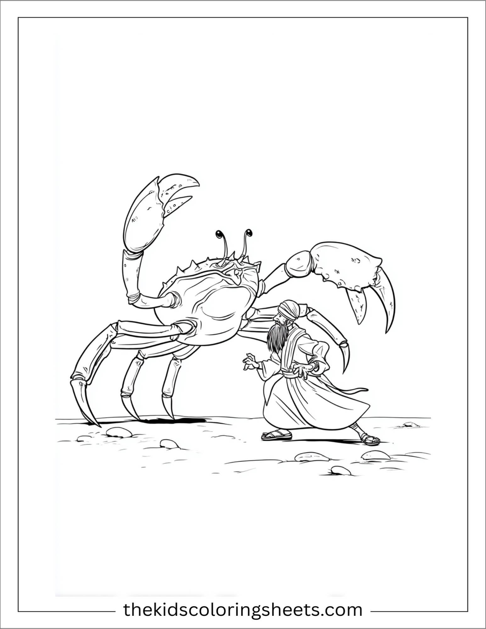 Sinbad the sailor fighting giant crab