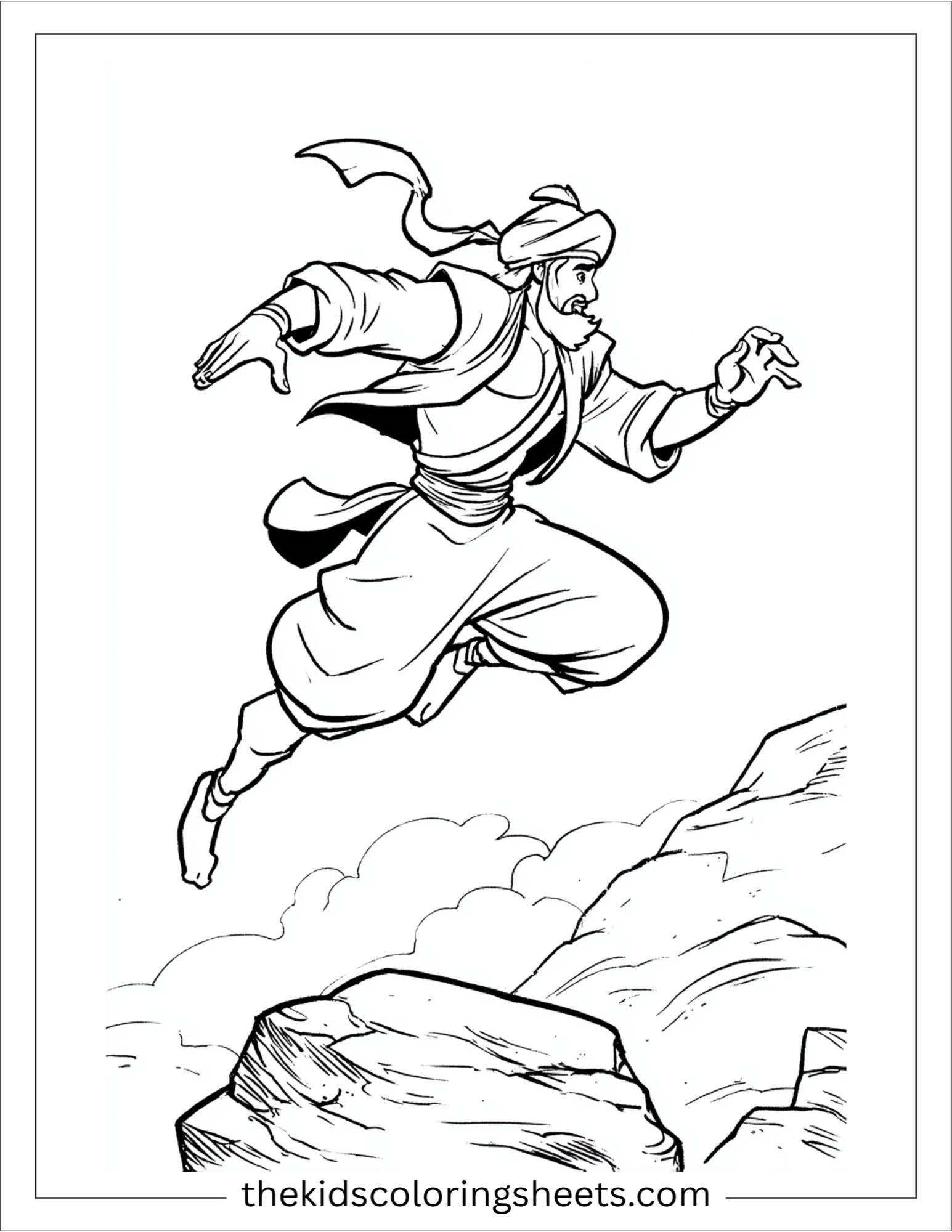 Sinbad the sailor jumping over rocks