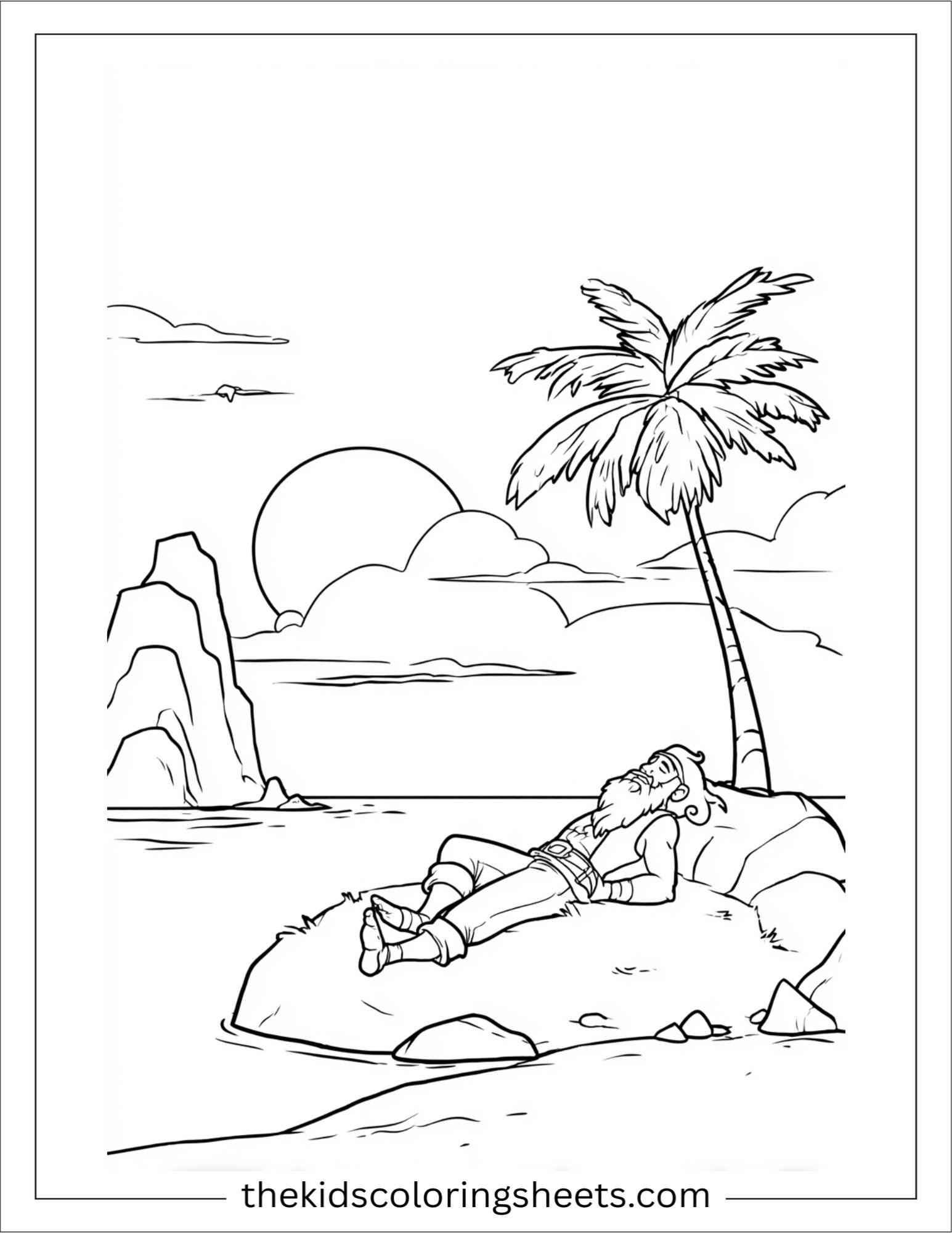 Sinbad the sailor resting on island