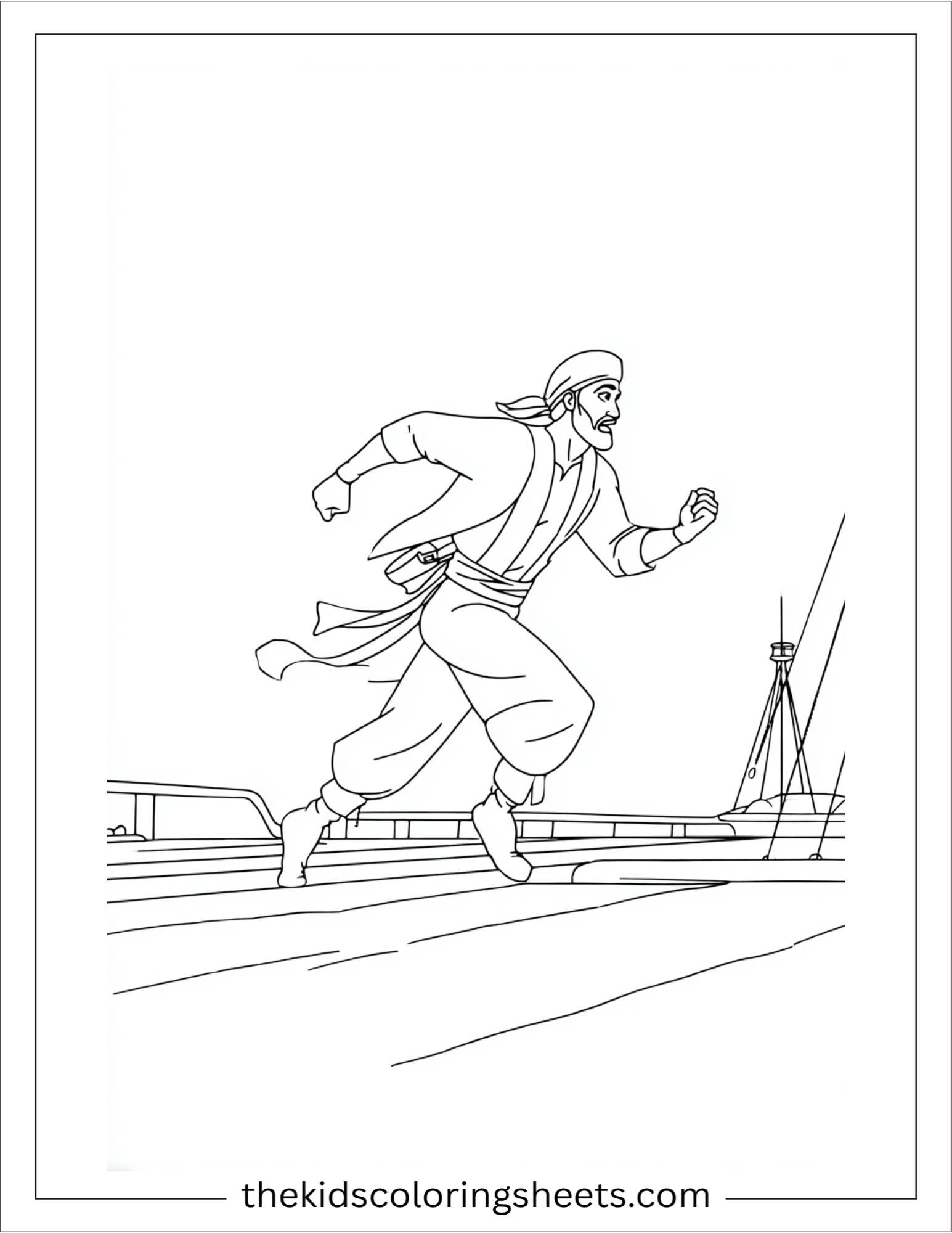 Sinbad the sailor running on deck
