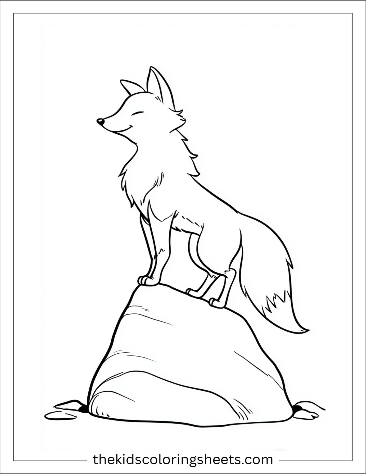 The clever fox balancing on rock