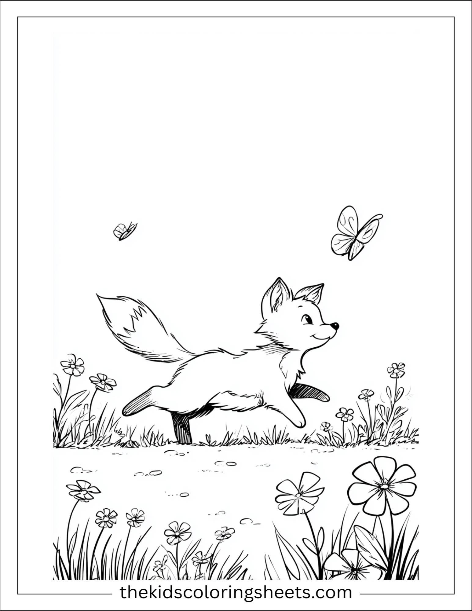The clever fox chasing butterfly