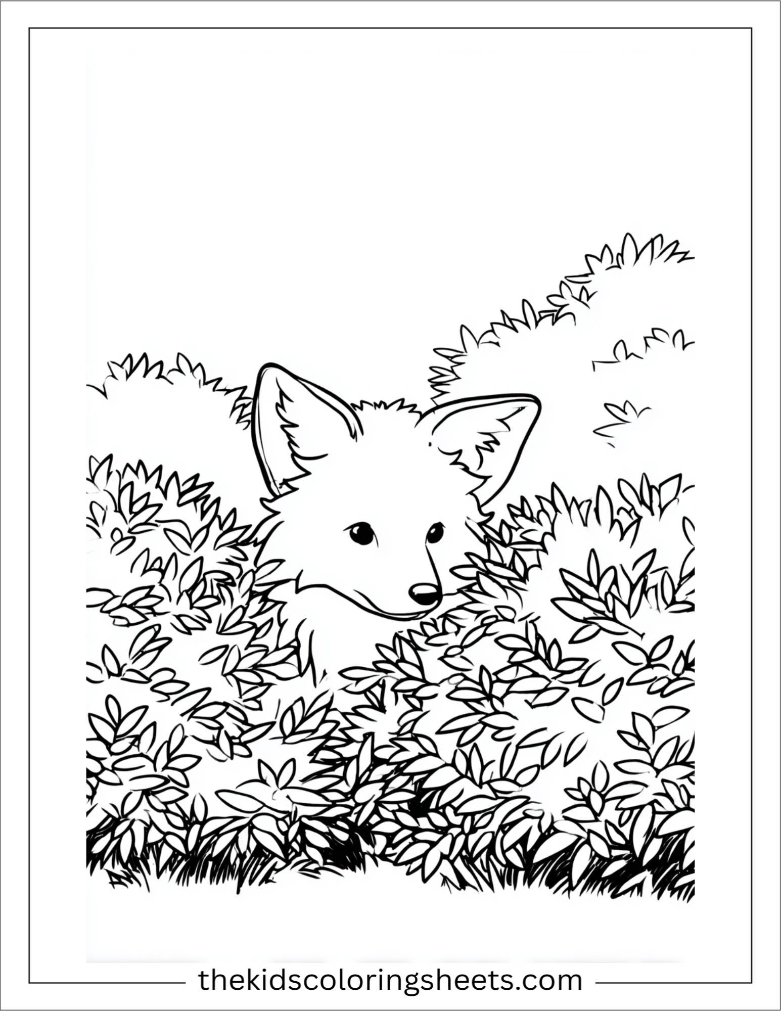 The clever fox hiding behind bush