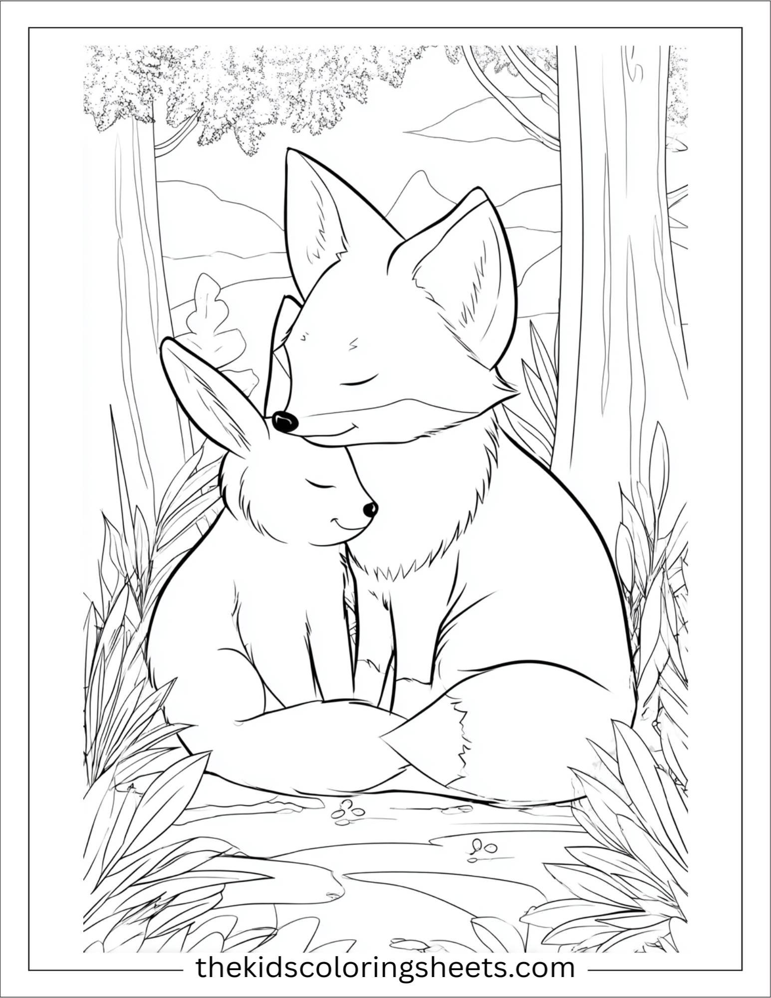 The clever fox hugging bunny