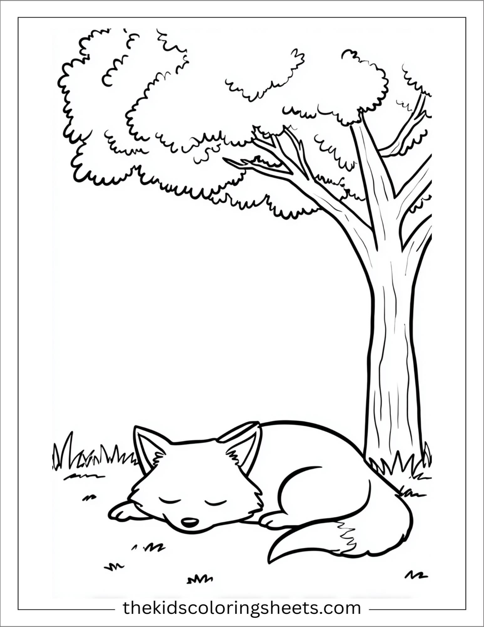 The clever fox napping under tree