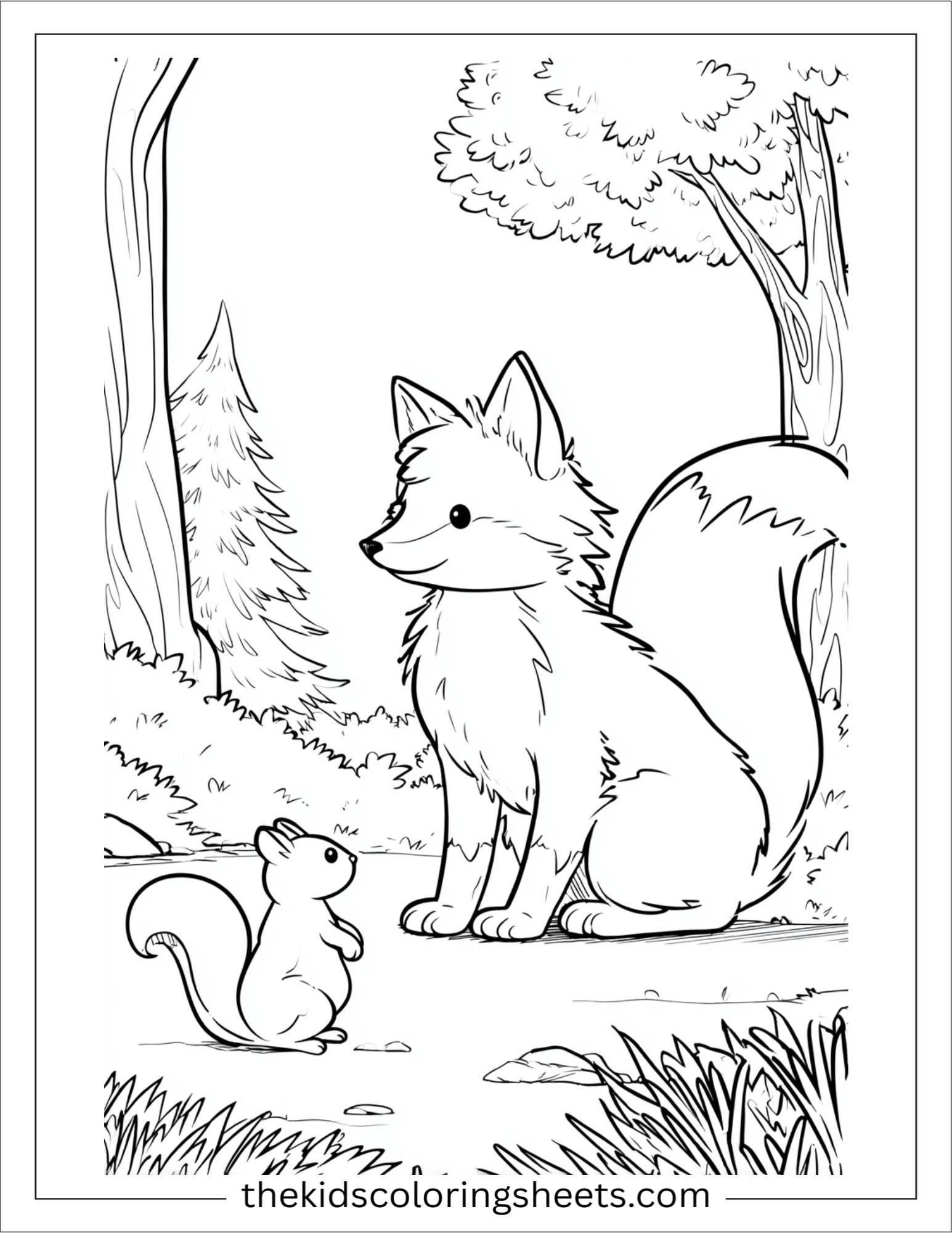 The clever fox playing with squirrel