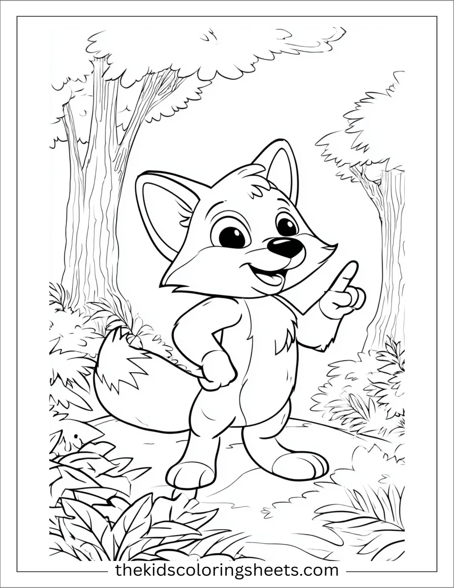 The clever fox pointing with paw