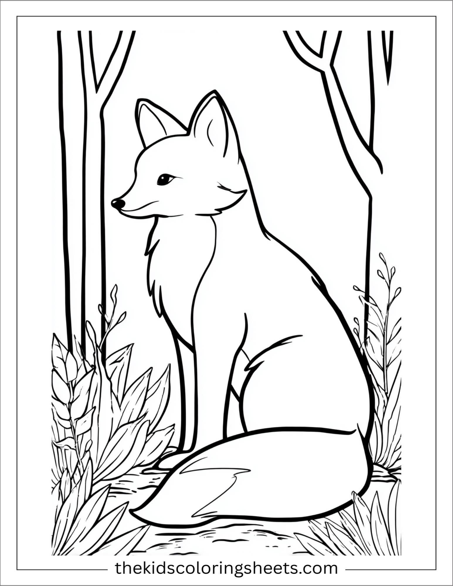 The clever fox sitting calmly