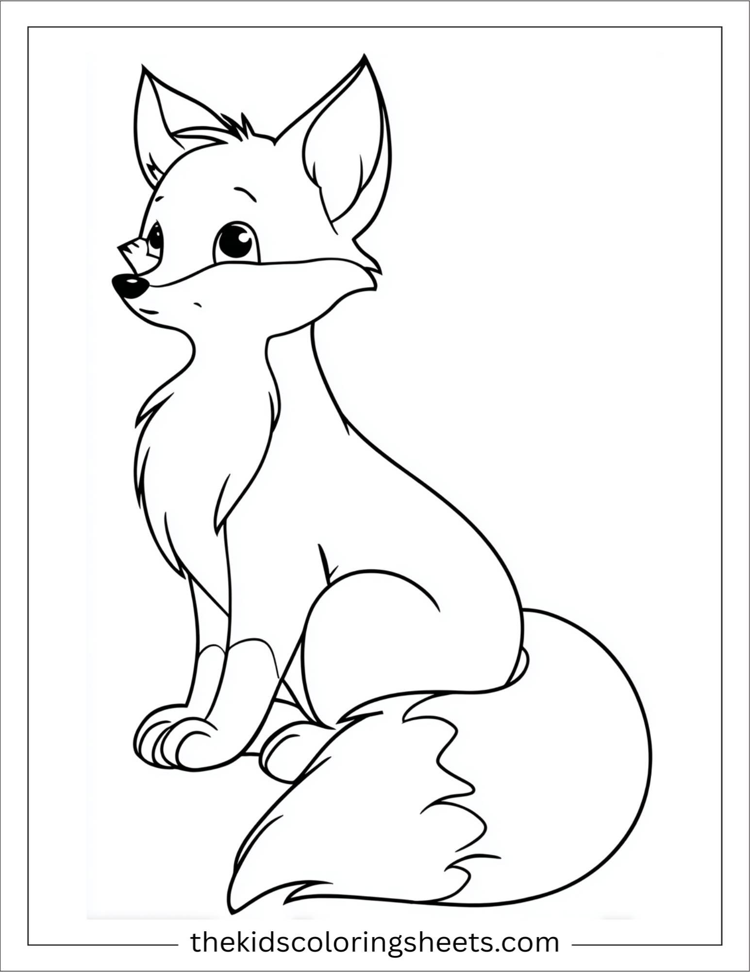 The clever fox with bushy tail up