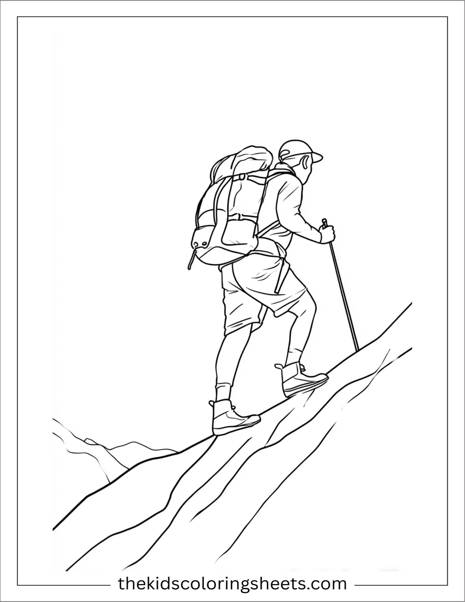 The explorer climbing mountain