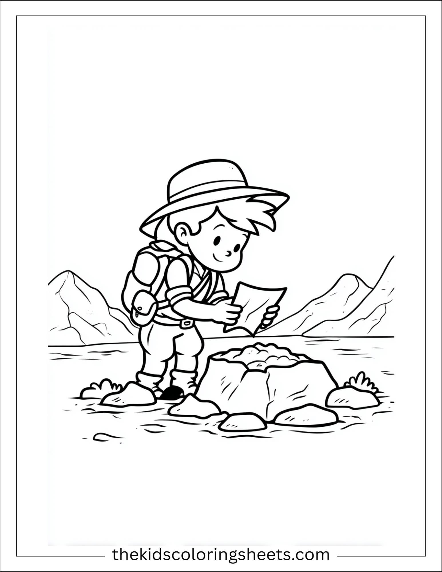 The explorer finding treasure