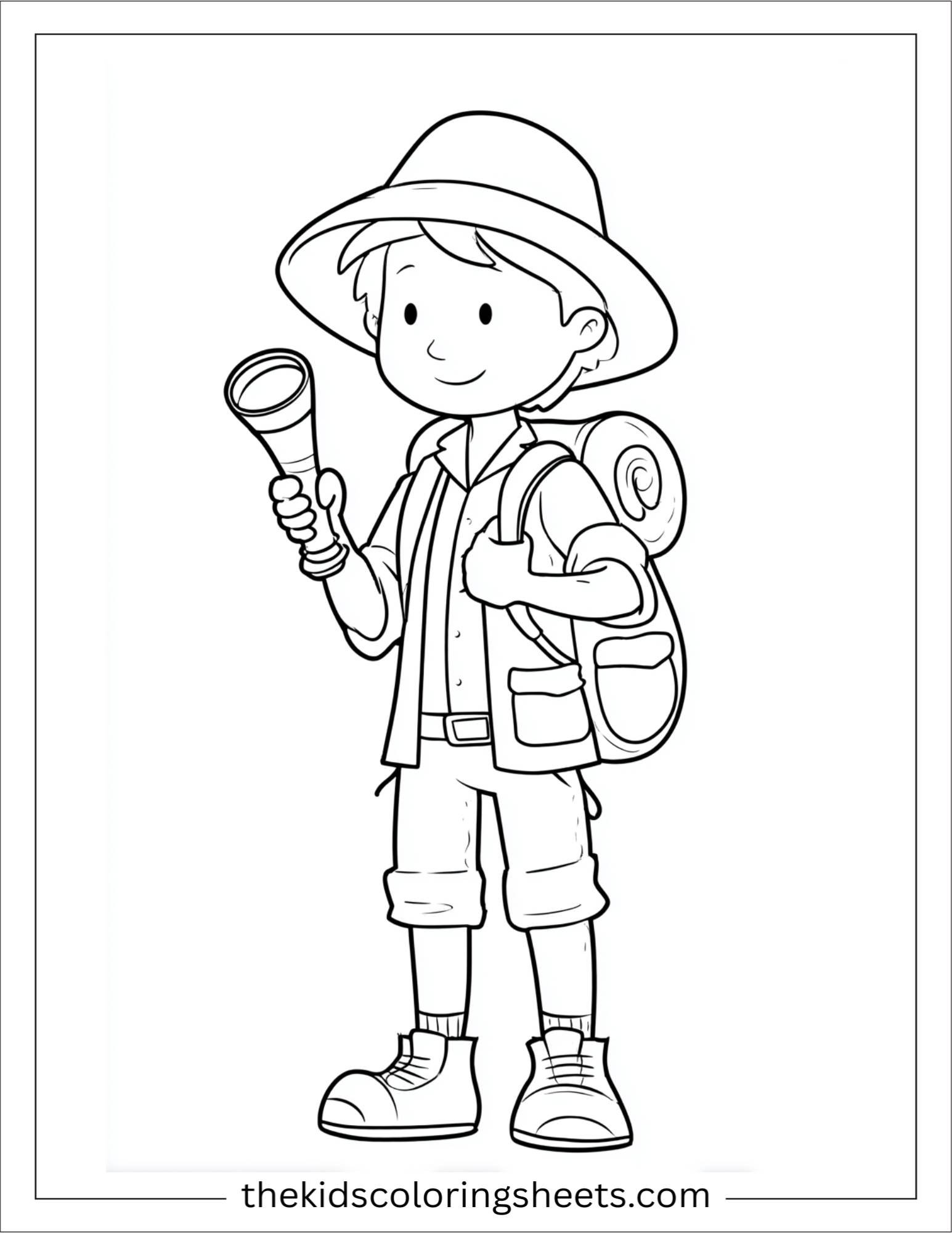 The explorer holding flashlight
