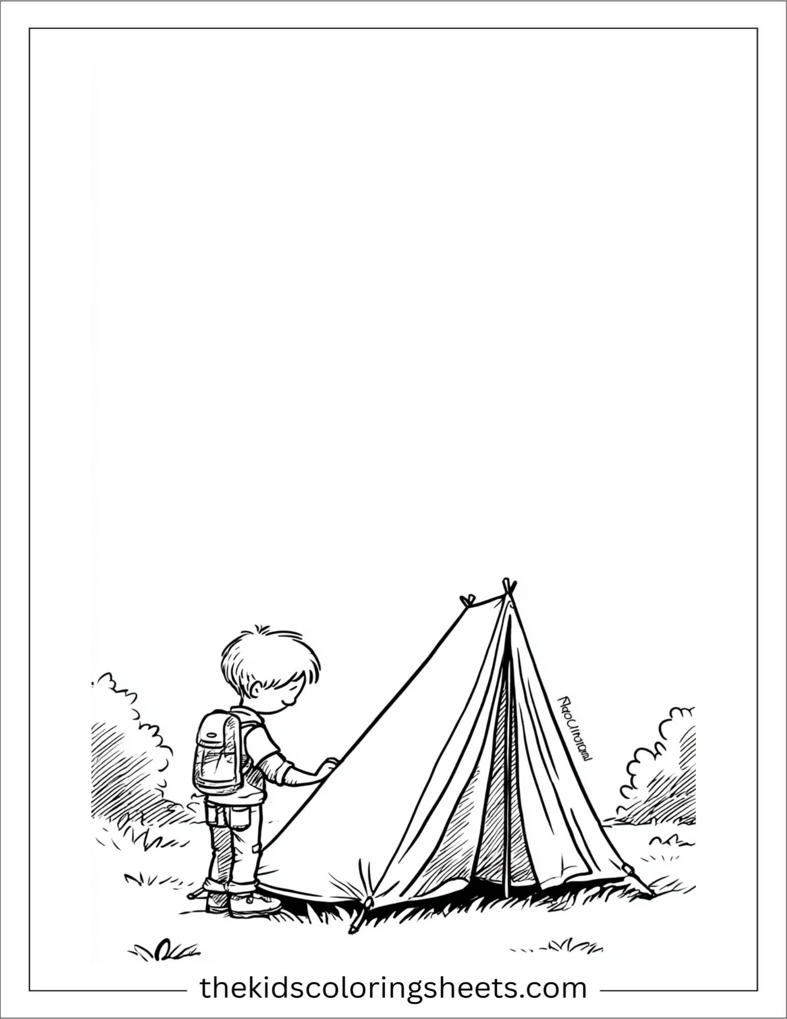 The explorer setting up tent