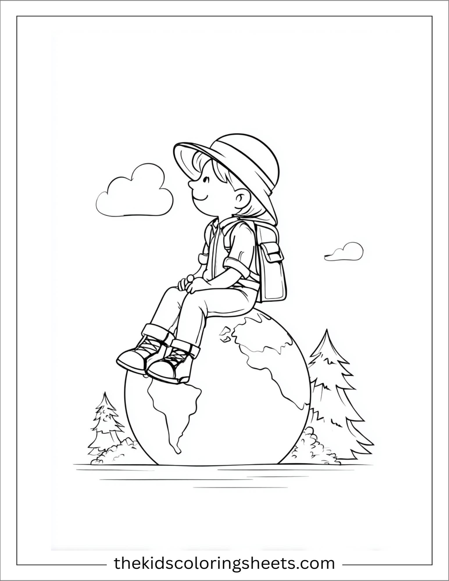 The explorer sitting with globe