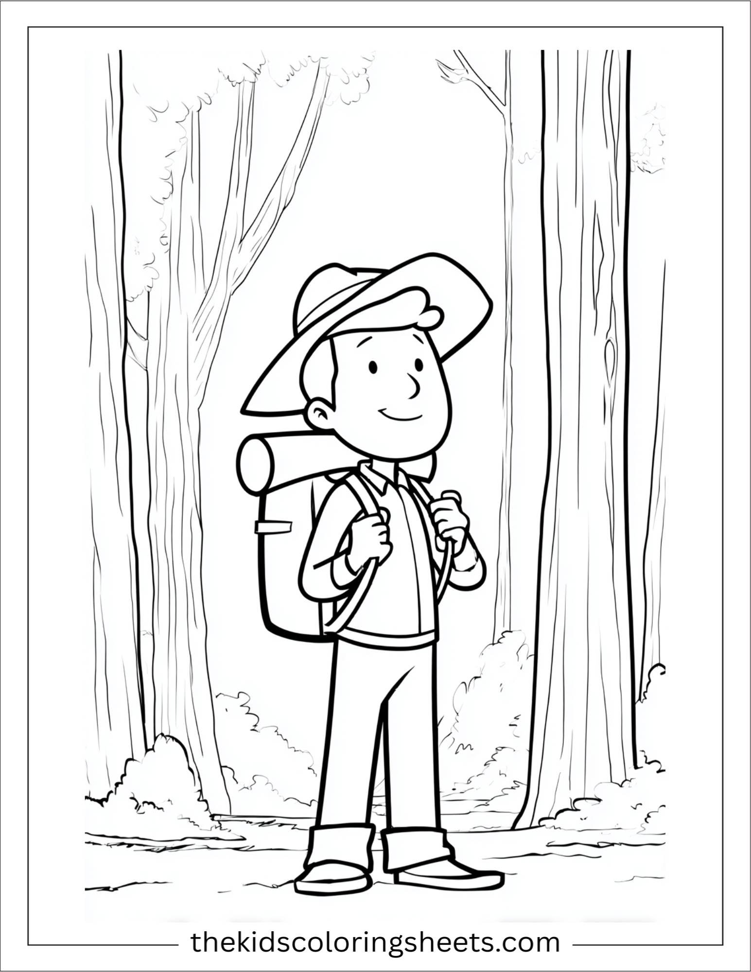 The explorer smiling in forest