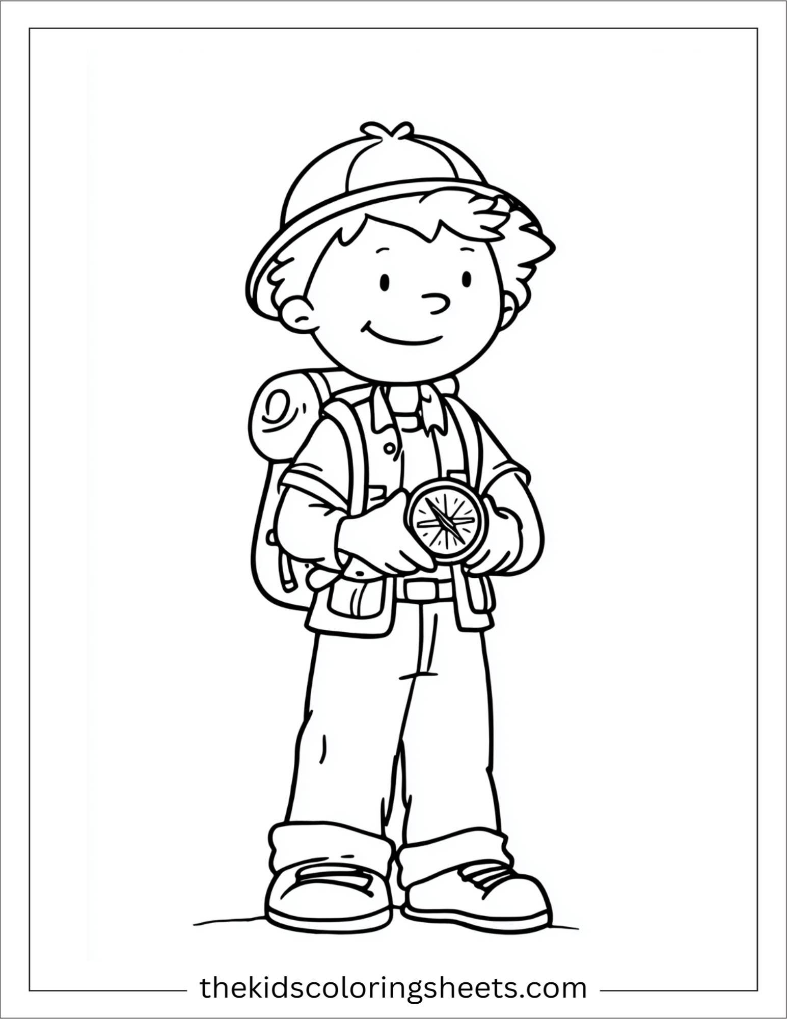 The explorer smiling with compass