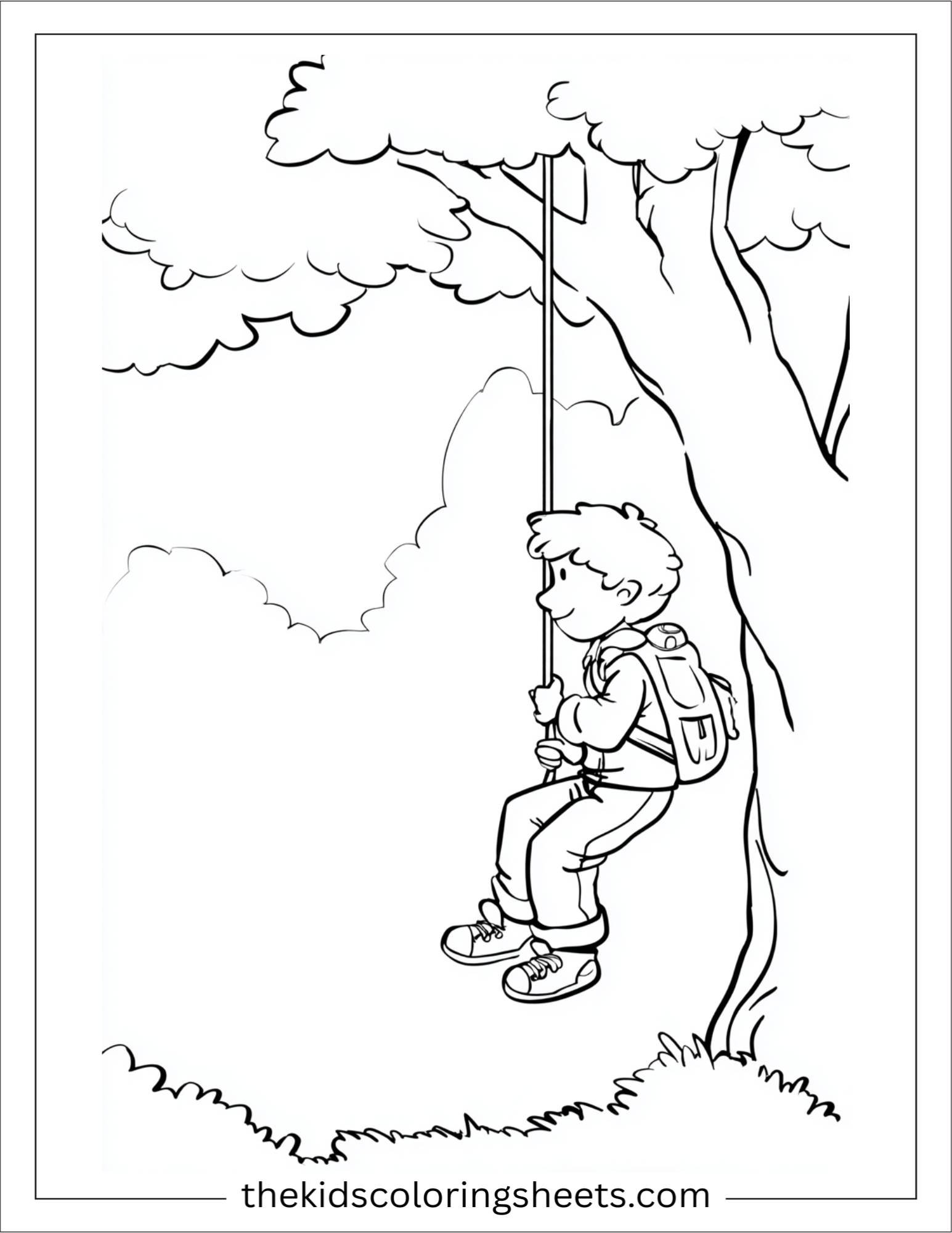 The explorer swinging from tree