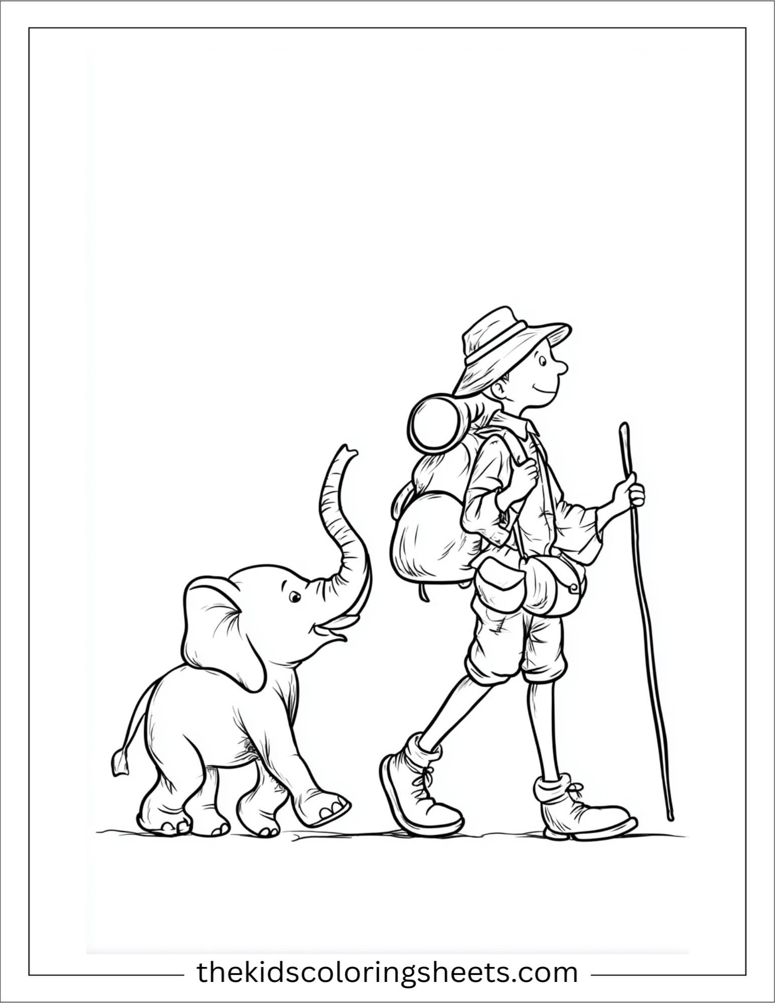 The explorer tiptoeing past animal