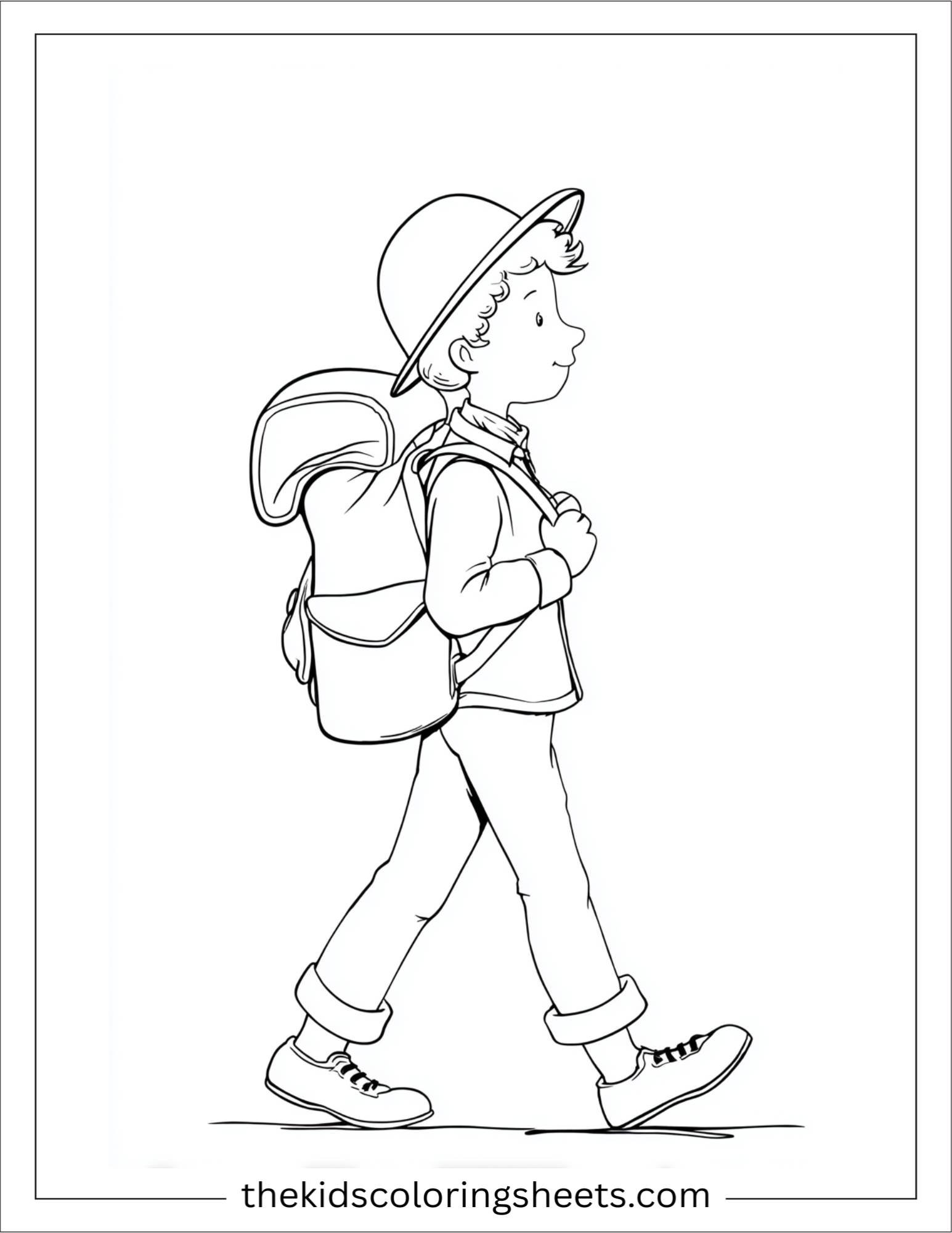 The explorer walking with backpack