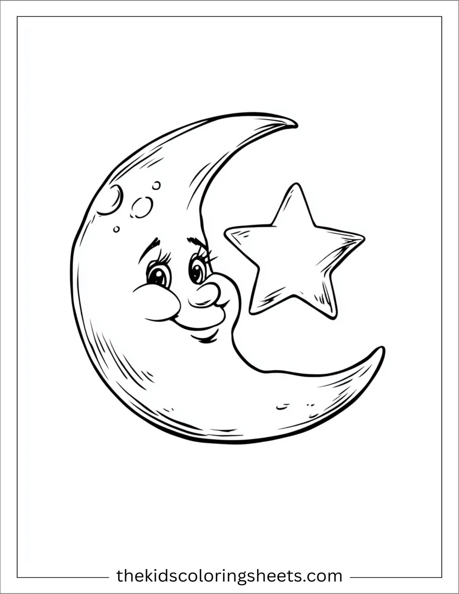 The star peeking from behind moon