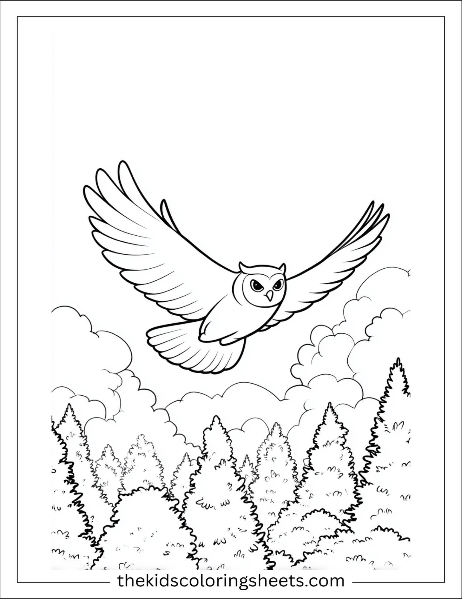 The wise owl flying over forest