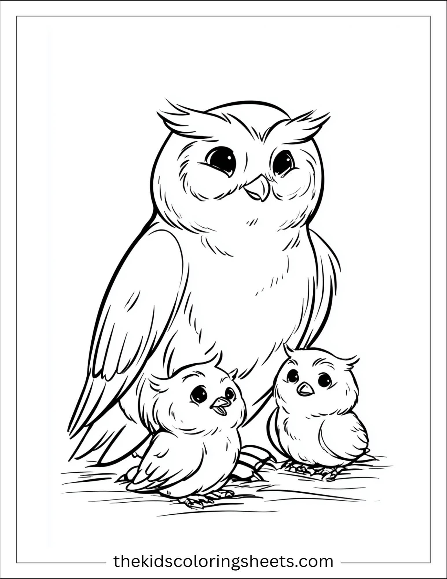 The wise owl teaching chicks