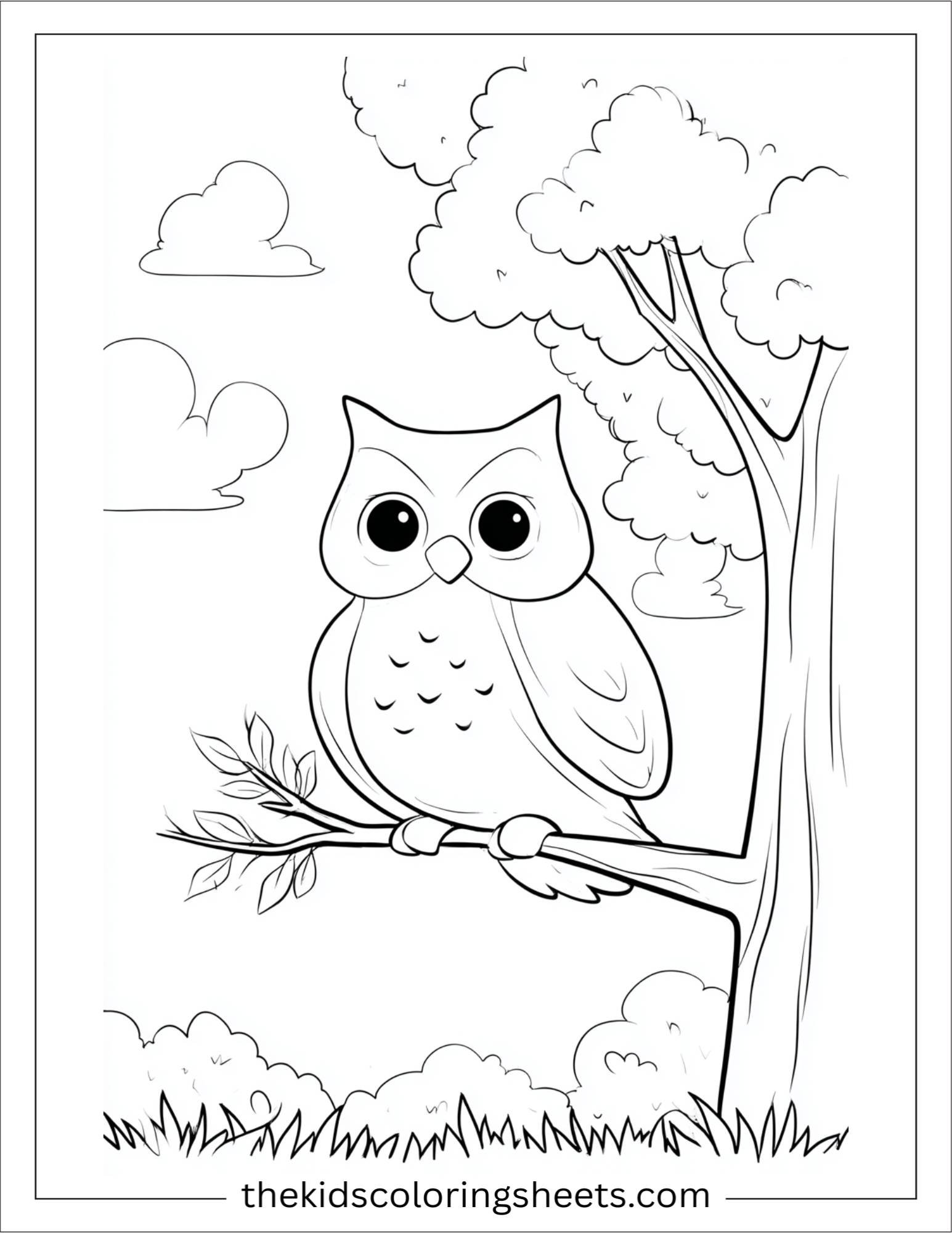 The wise owl under tree with scroll