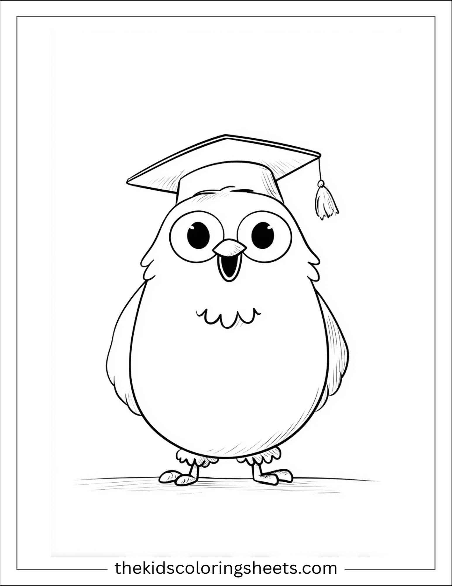 The wise owl wearing graduation cap