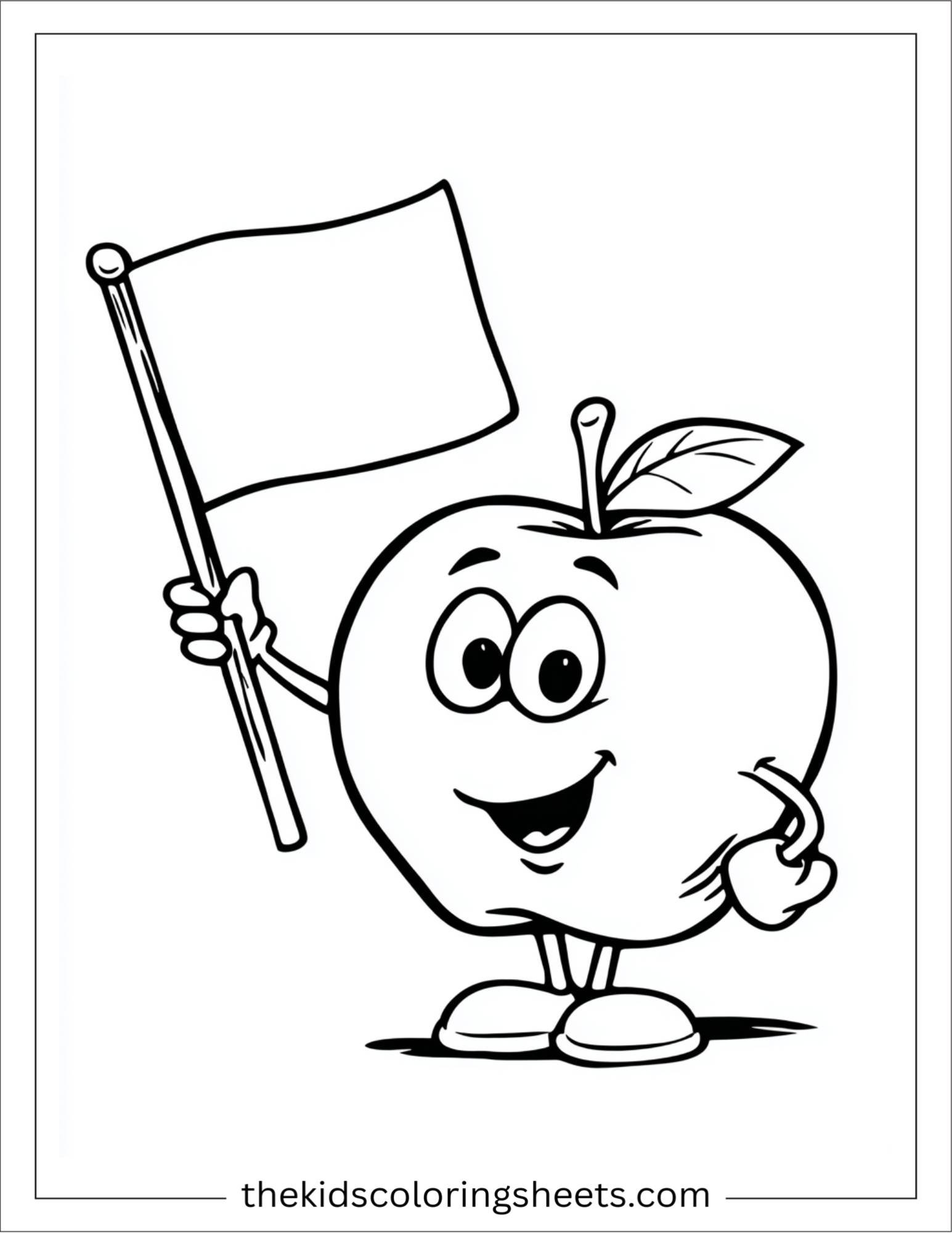 Apple holding a flag