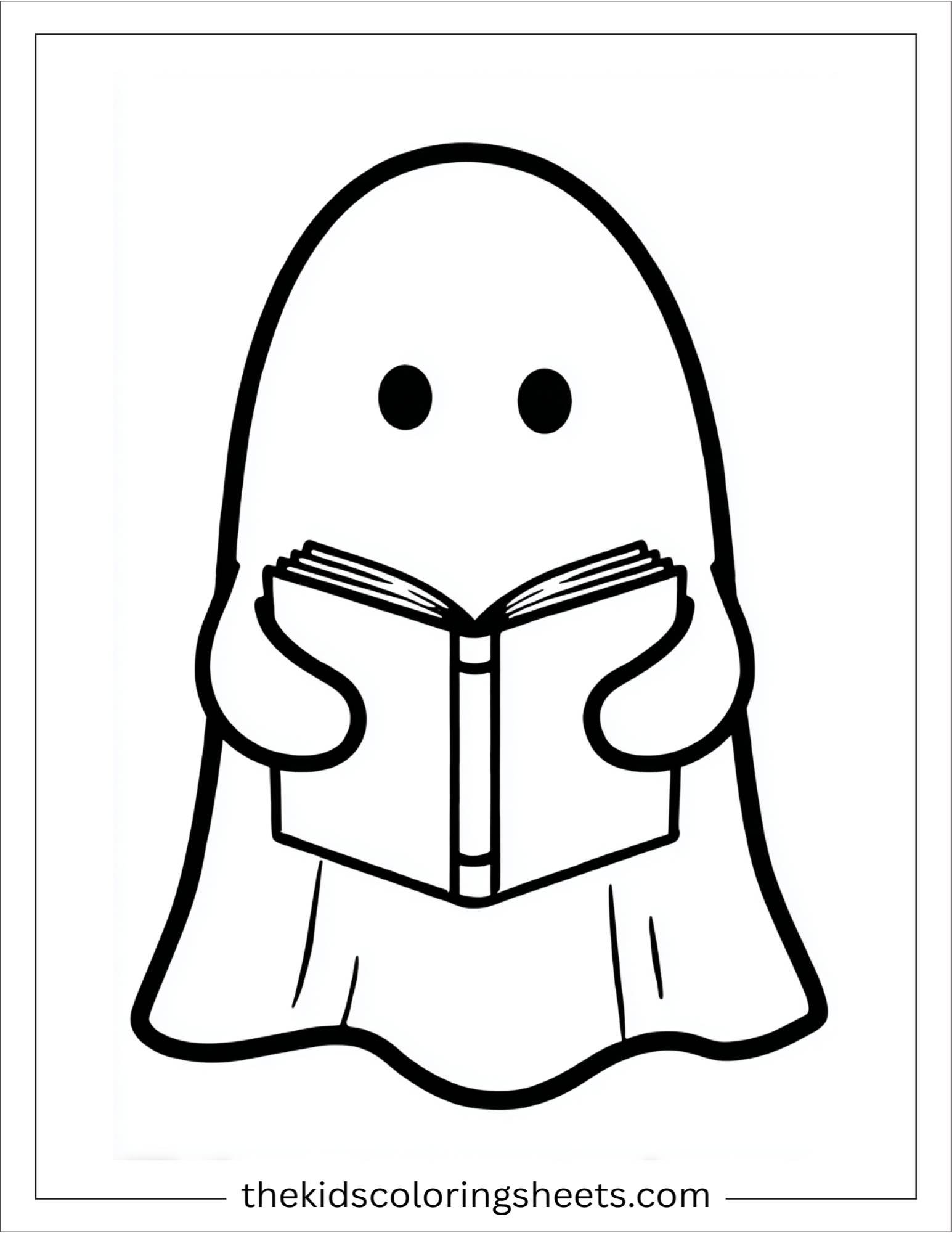 At Halloween, ghost reading a Halloween book