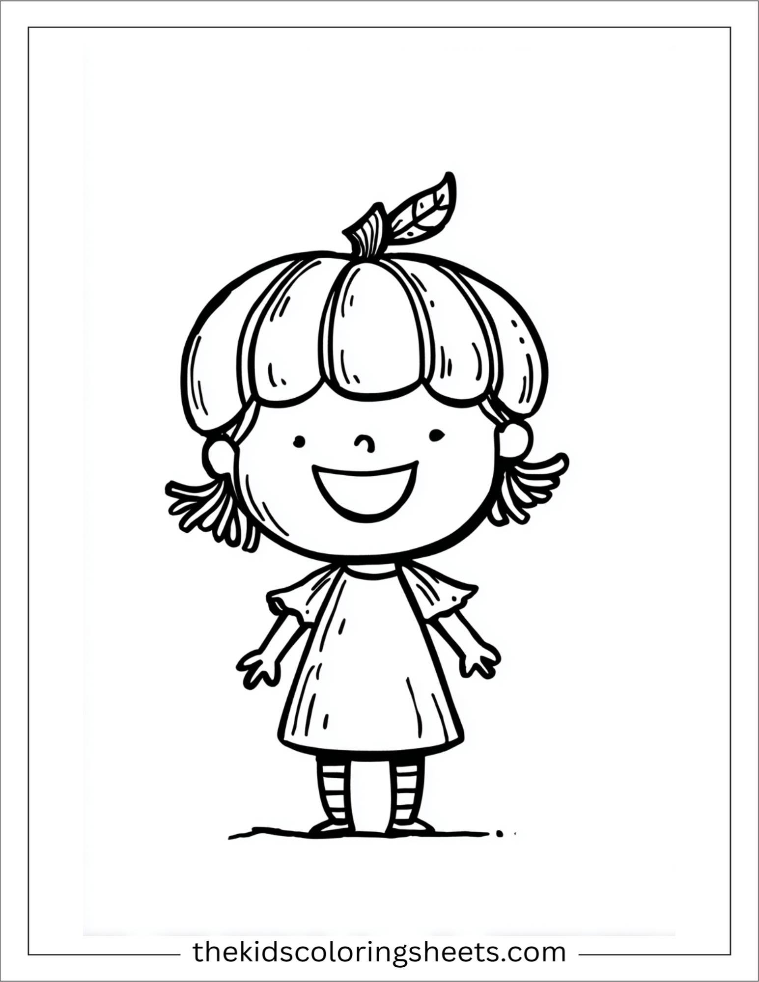 At Halloween, kid in pumpkin costume laughing