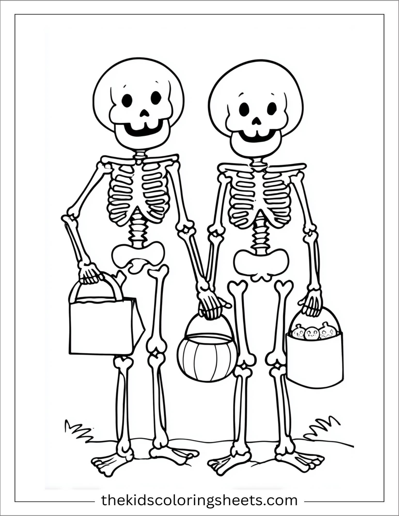 At Halloween, skeleton trick or treating
