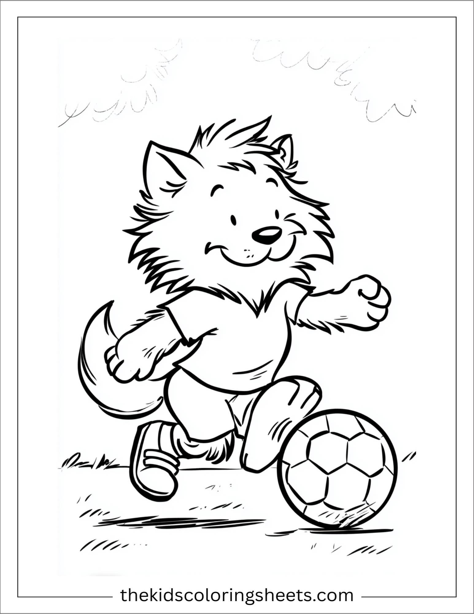 At Halloween, werewolf playing soccer