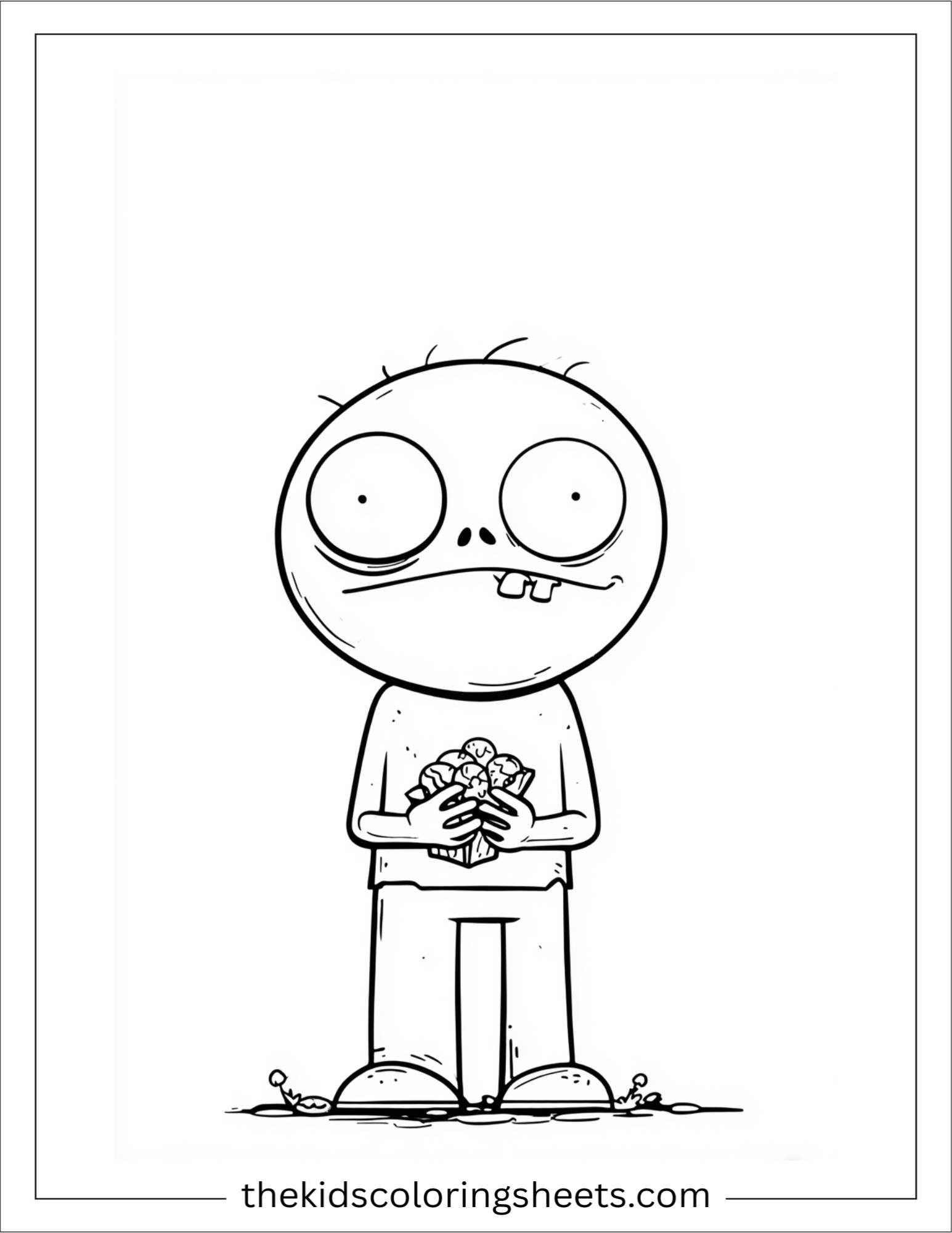 At Halloween, zombie eating candy