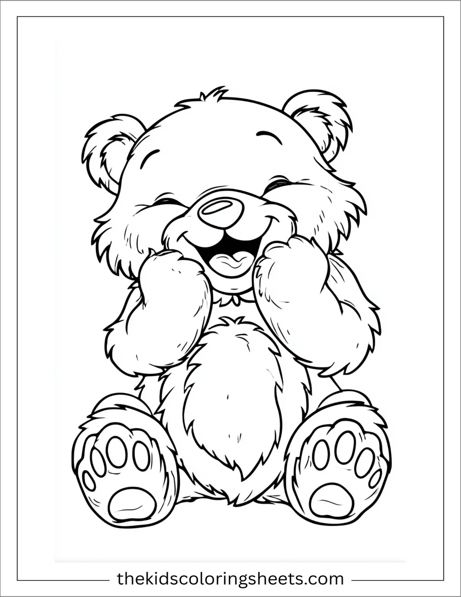 Bear giggling with paws over mouth