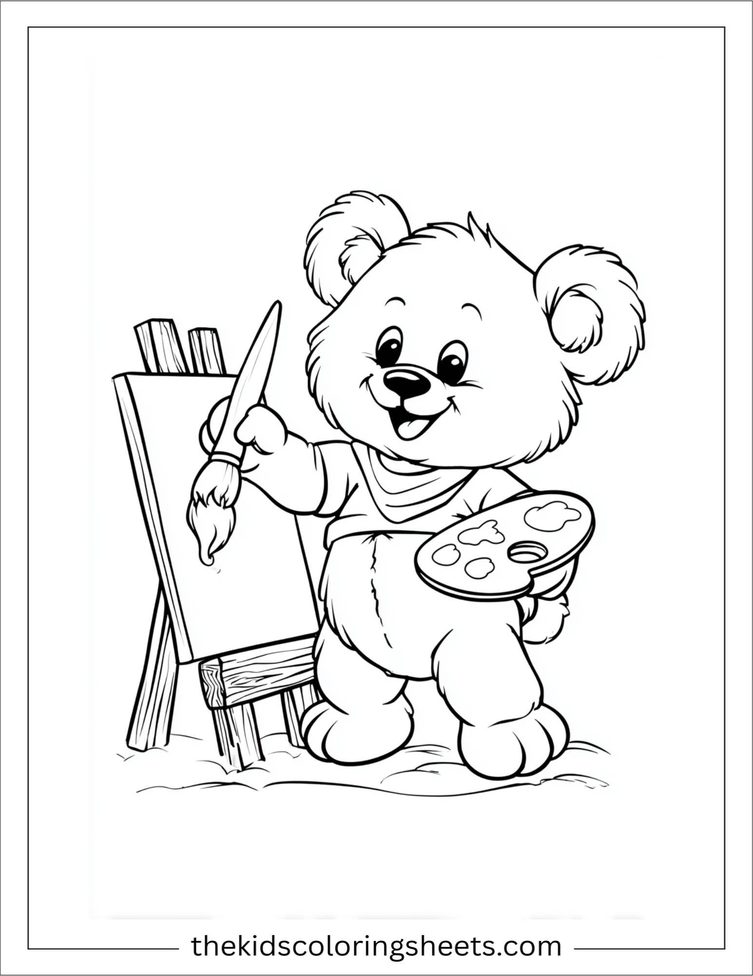 Bear painting a funny picture