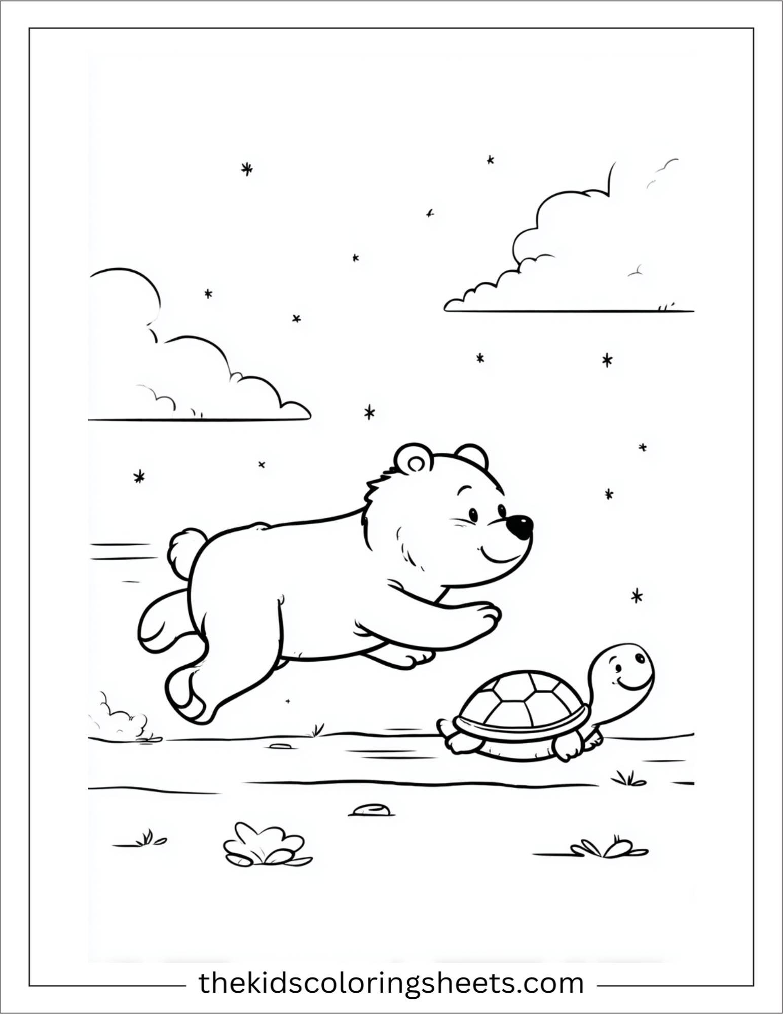Bear racing a turtle