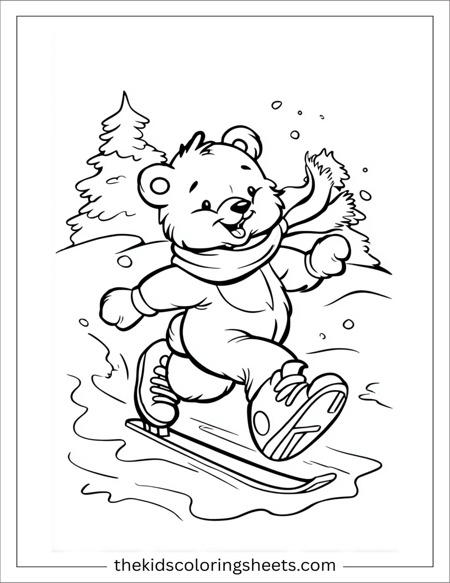 Bear sliding on the ice