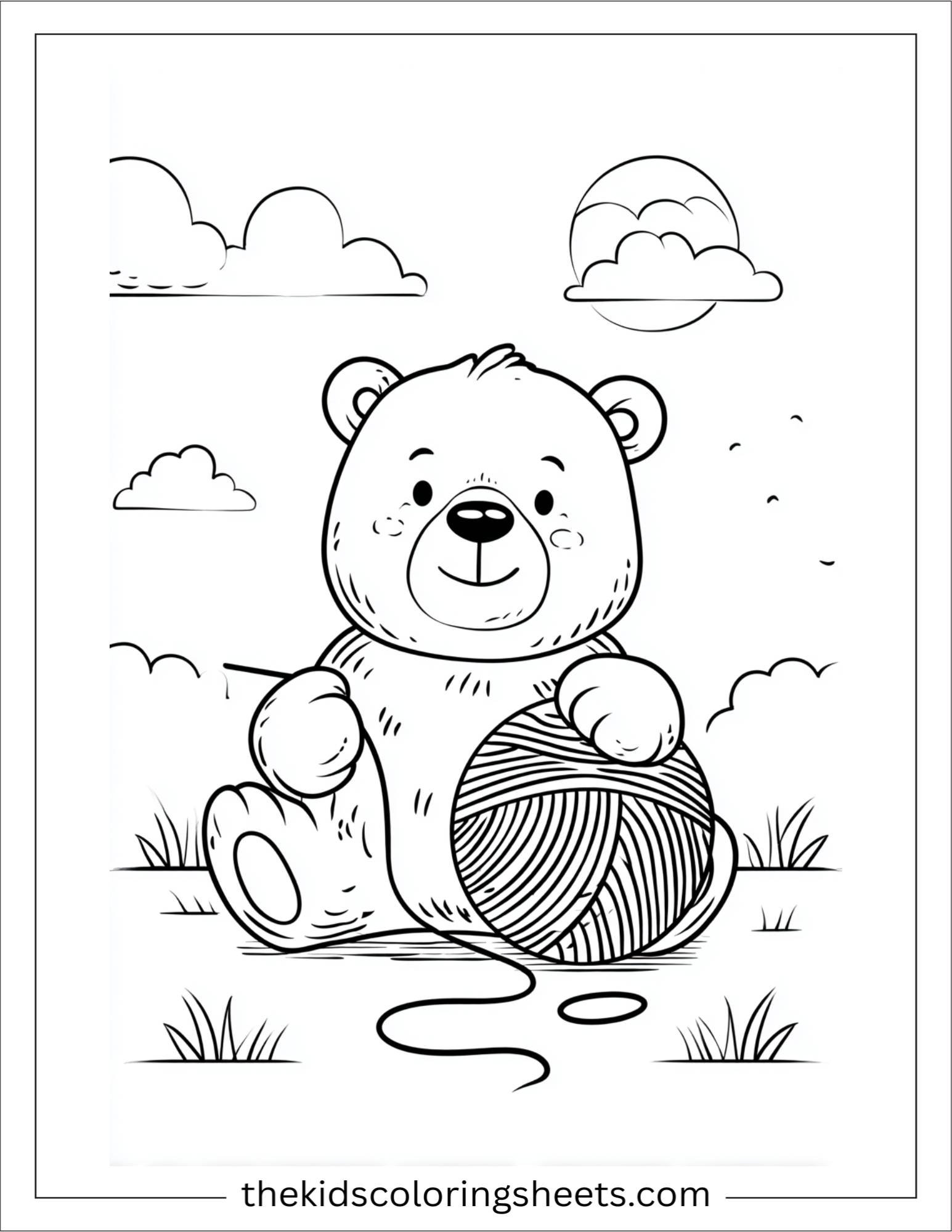 Bear tangled in yarn