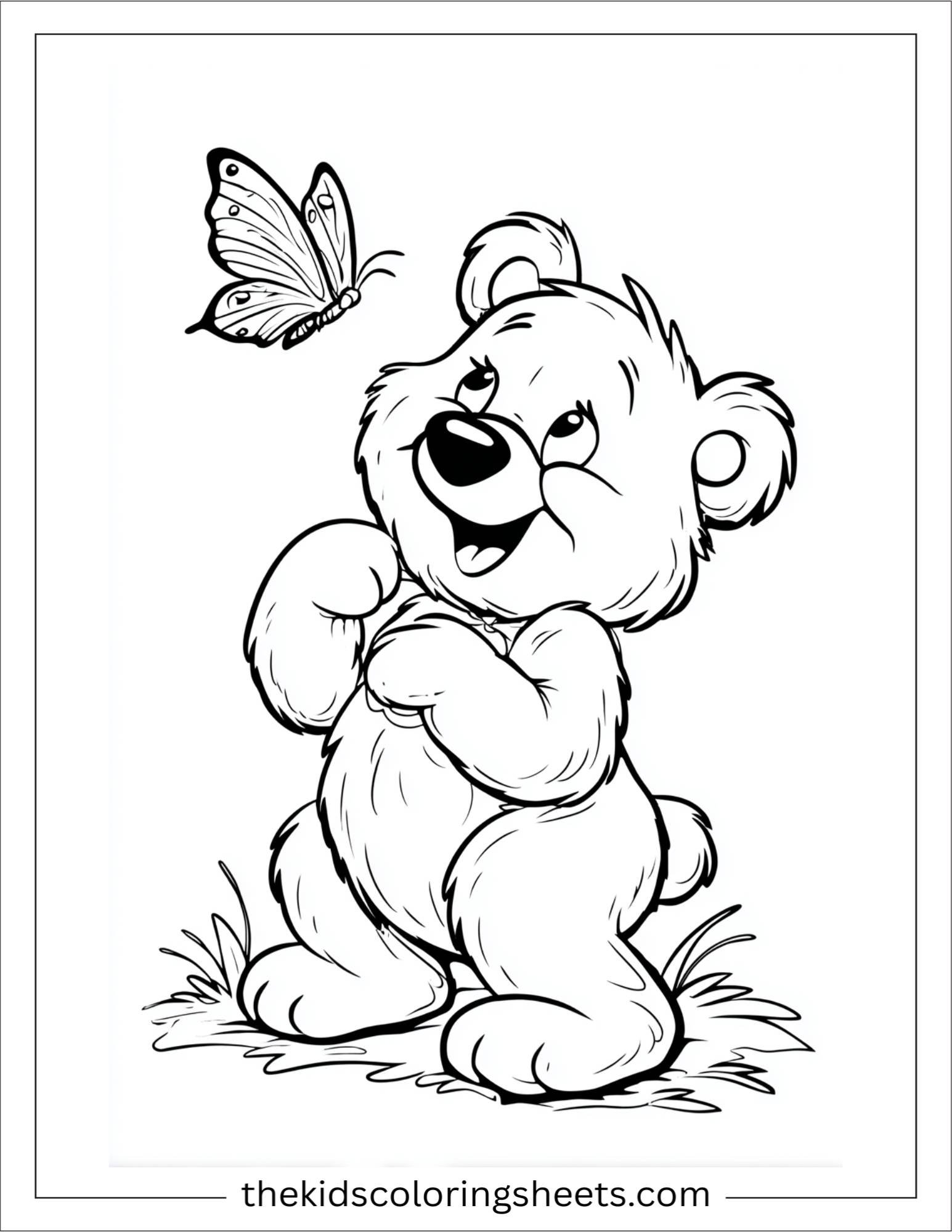 Bear tickling a butterfly