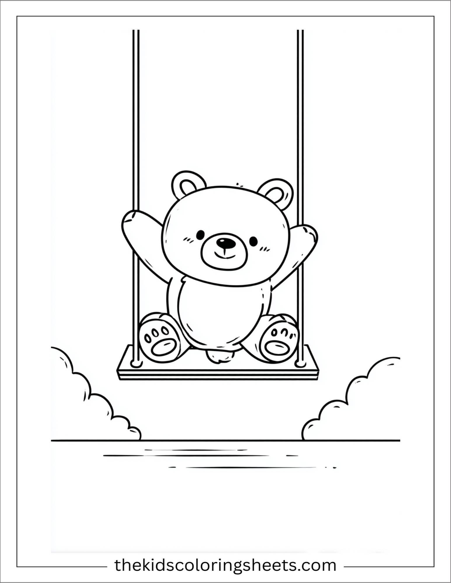 Bear upside down on a swing