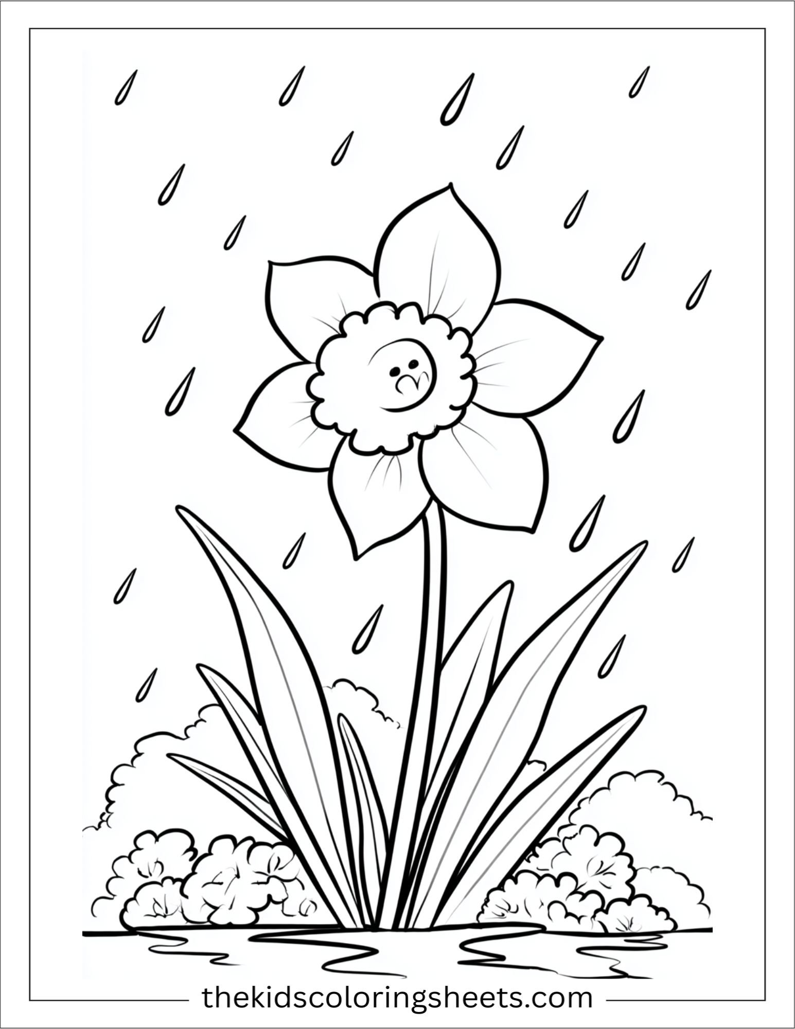 Daffodil catching raindrops