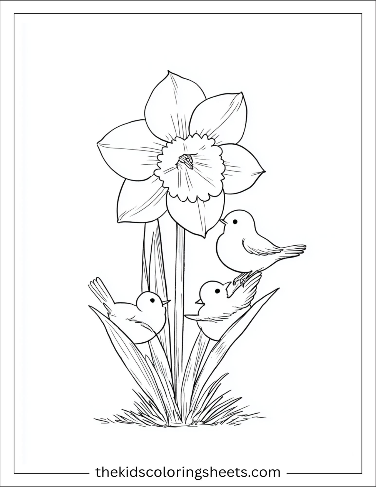 Daffodil feeding baby birds